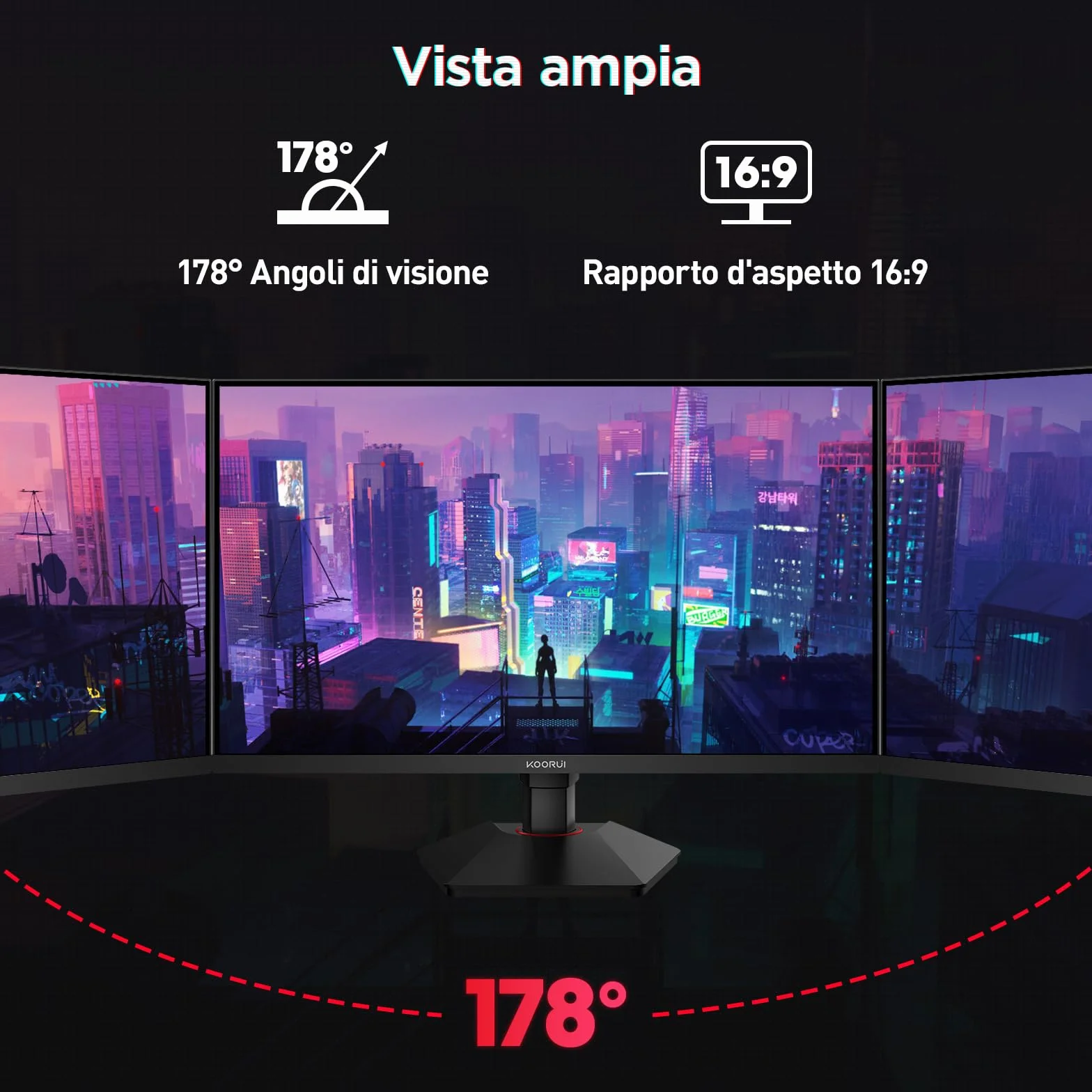 KOORUI G2722P Monitor Gaming 27 Pollici, QHD 200Hz, 1ms, HDR400, Fast IPS, Adaptive Sync, VESA 75x75mm, regolazione ergonomica