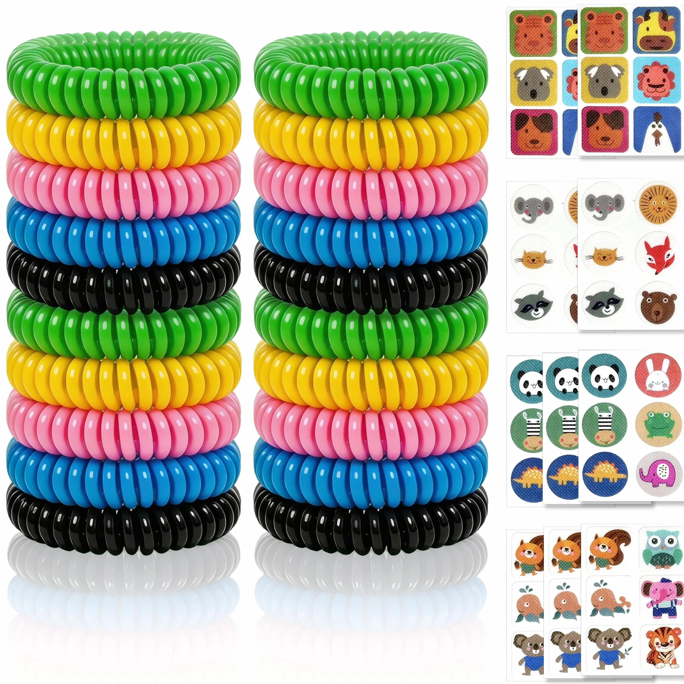 Braccialetti repellenti zanzare Set 20 pezzi 60 cerotti antizanzare senza DEET per campeggio viaggi all'aperto