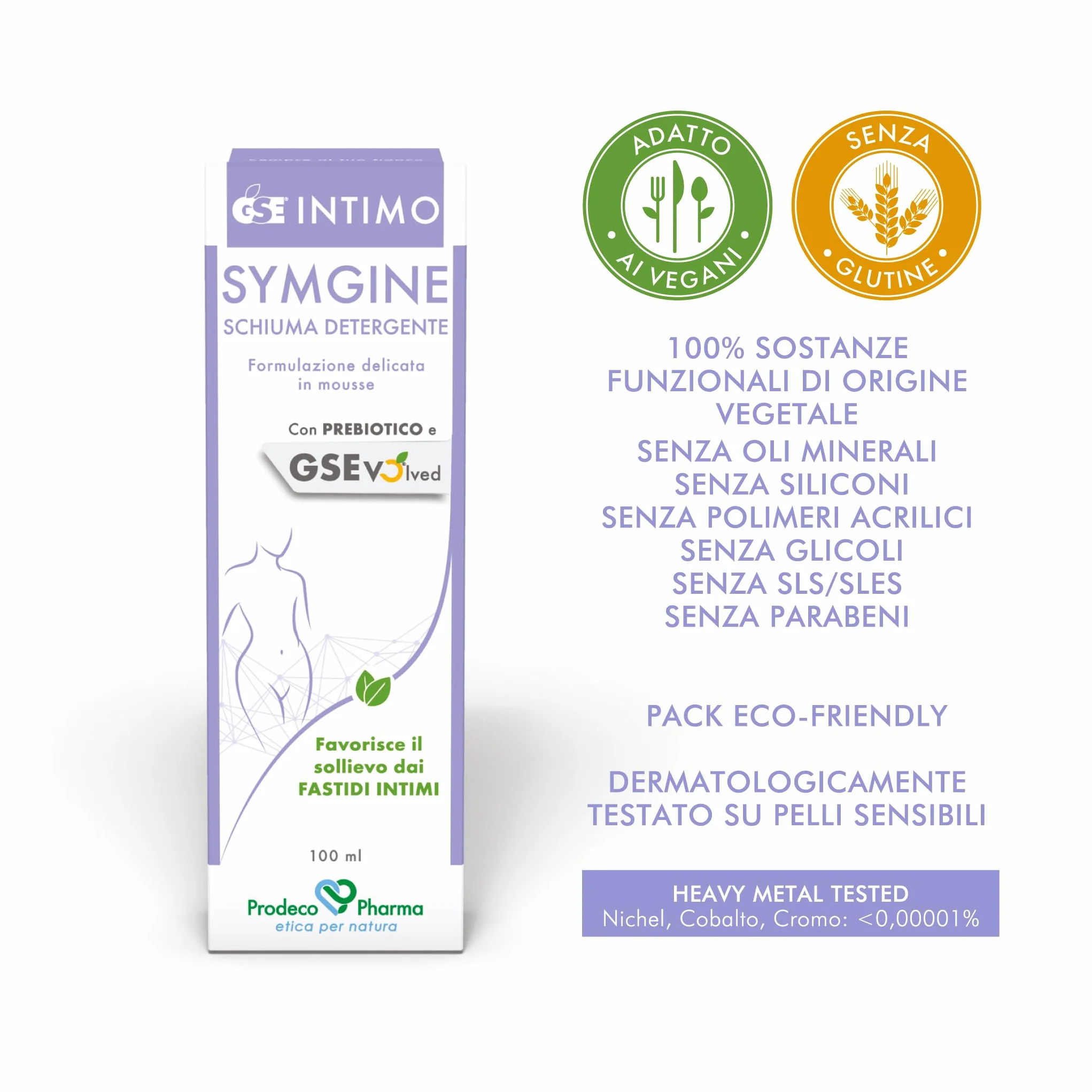 Prodeco Pharma GSE Intimo Symgine Schiuma Detergente 100ml - Mousse con Prebiotico e GSE