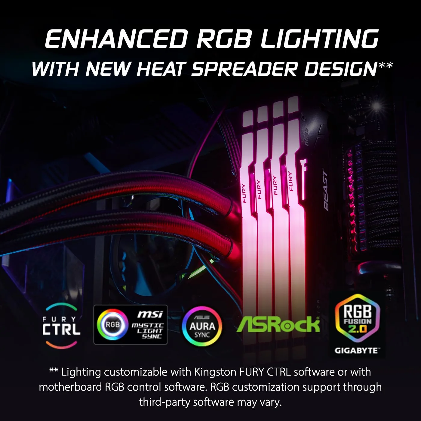 Kingston FURY Beast Nero RGB 32GB (2x16GB) 6000MT/s DDR5 CL36 DIMM Memoria Gaming per Computer Fissi Kit da 2 AMD EXPO/ Intel XMP - KF560C36BBE2AK2-32