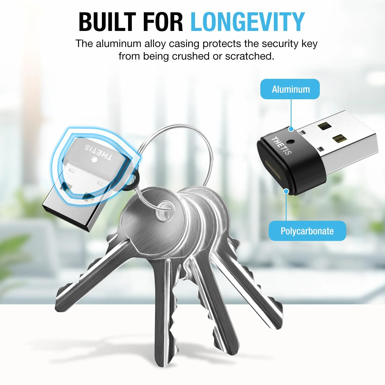 Thetis Nano-A FIDO2 Security Key Hardware Passkey Dispositivo con USB Tipo A, TOTP/HOTP, FIDO2.0 Autenticazione a due fattori 2FA MFA, funziona con Windows/Mac/iOS/Android/Linux/Gmail/Facebook/GitHub