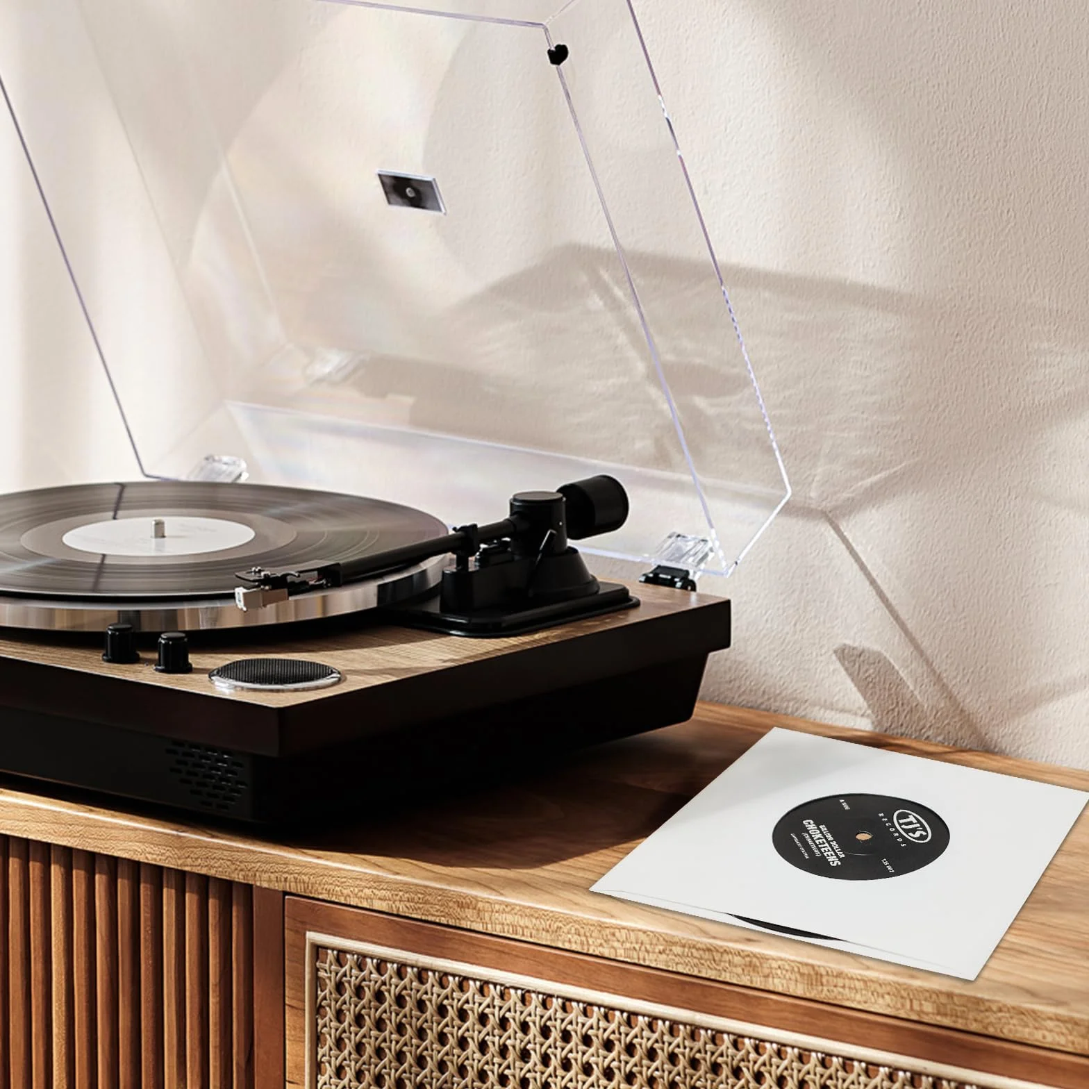 20 custodie interne per dischi in vinile, in carta resistente, senza acidi, quadrate, in carta kraft bianca, con foro per album LP (30,5 cm)