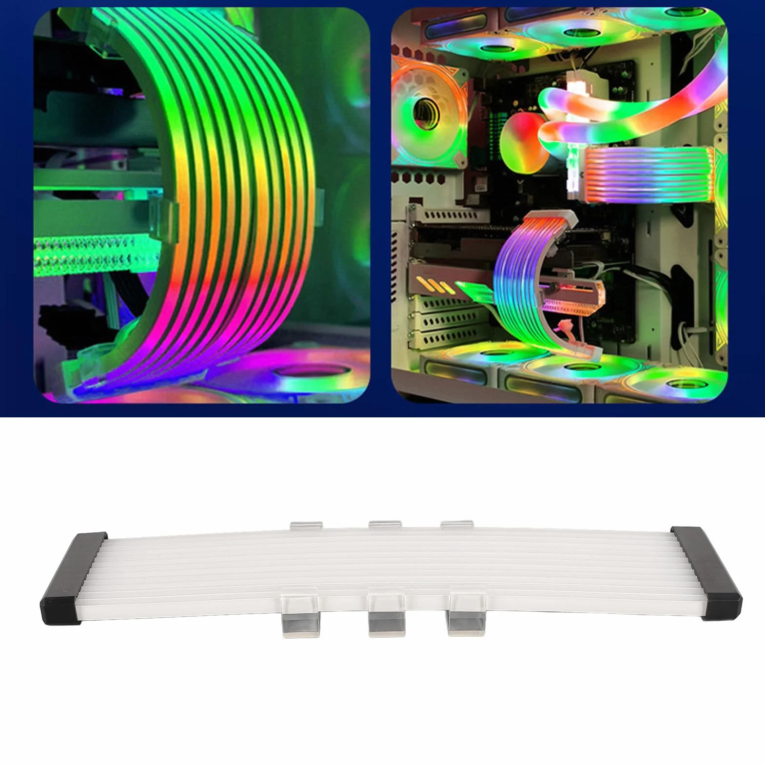 Cavo di Prolunga di Alimentazione RGB, Cavo di Alimentazione della Scheda Madre ARGB, Cavo PSU Sincronizzato da 5 V a 3 Pin con Tubo in Silicone Morbido (X12 Wide (per cavo a 24