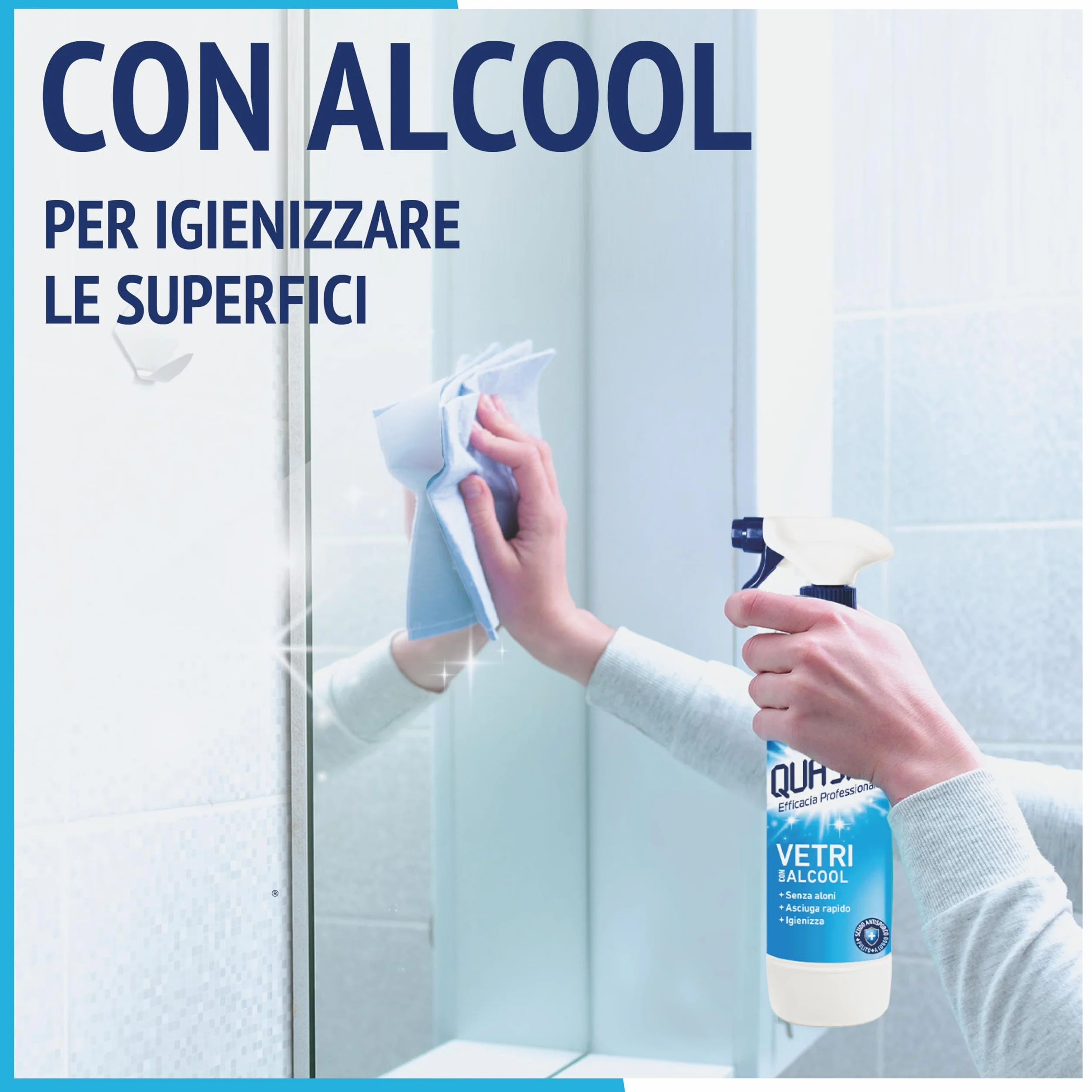Quasar Vetri con Alcool Senza Aloni Asciuga Rapido Igienizza 680 ml