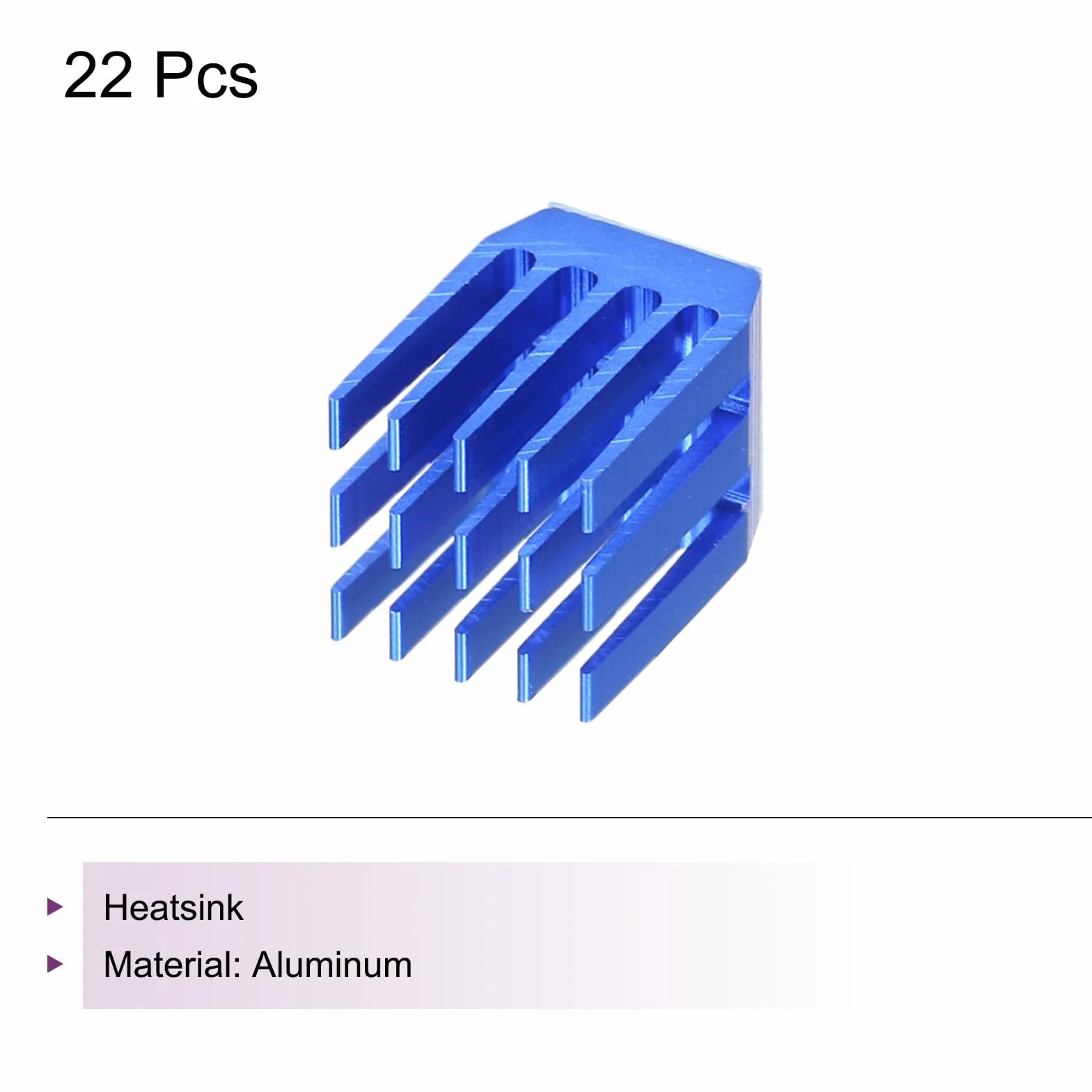 QUARKZMAN 22pz 9x9x12mm Dissipatore Alluminio Radiatore Calore Bacino Raffreddamento con Termico Blu Sticker per Chip CPU, Potenza Transistor, FET, IC, Potenza Amplificatore, Blu