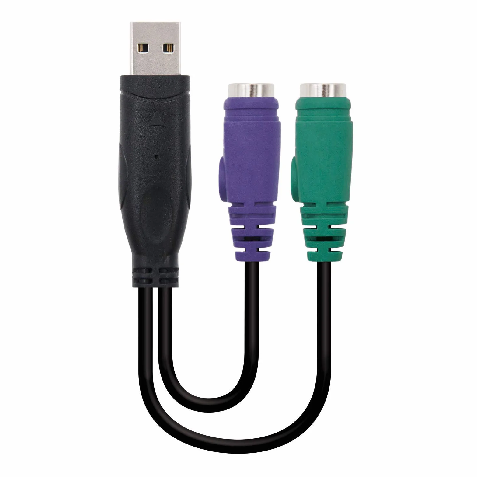 Nanocable Convertitore PS/2 (tastiera e mouse) a USB 2.0, tipo 2xPS/2/H-A/M, femmina-maschio, nero, 15 cms
