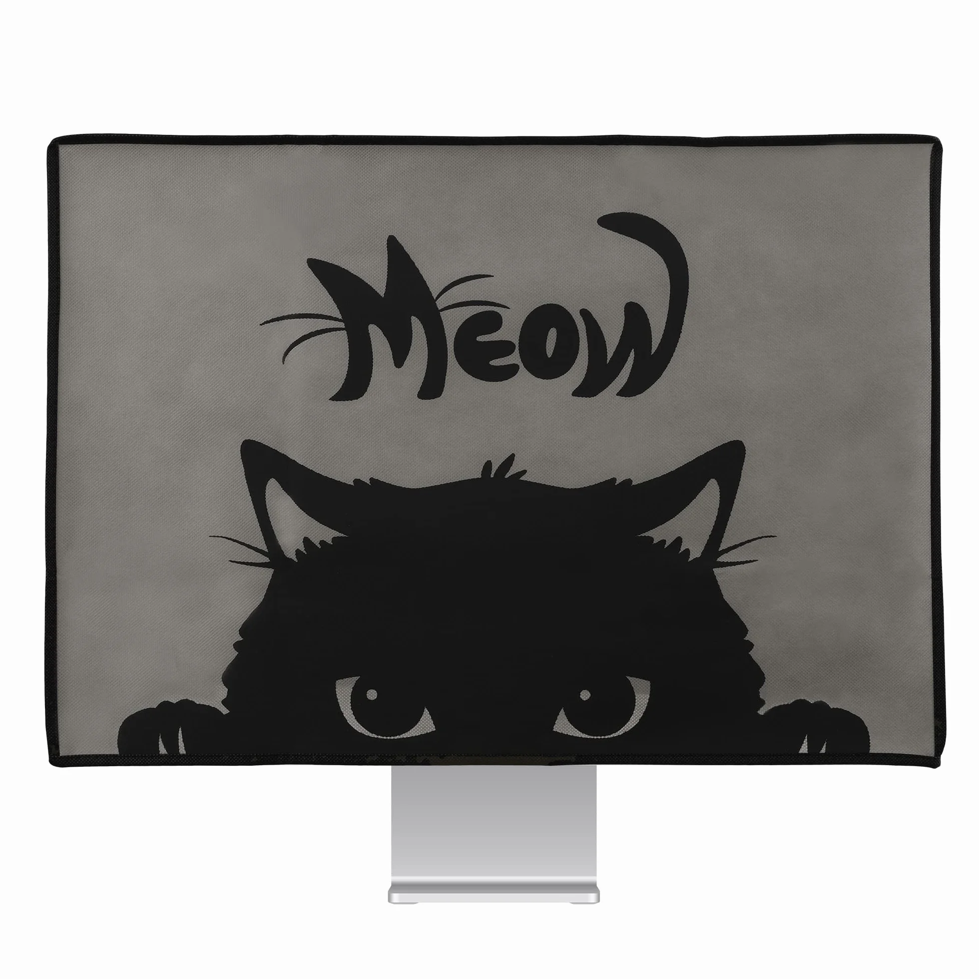 kwmobile 24-26" monitor Cover - Protezione Monitor PC Antipolvere Schermo Computer - Custodia Protettiva Gatto Nero
