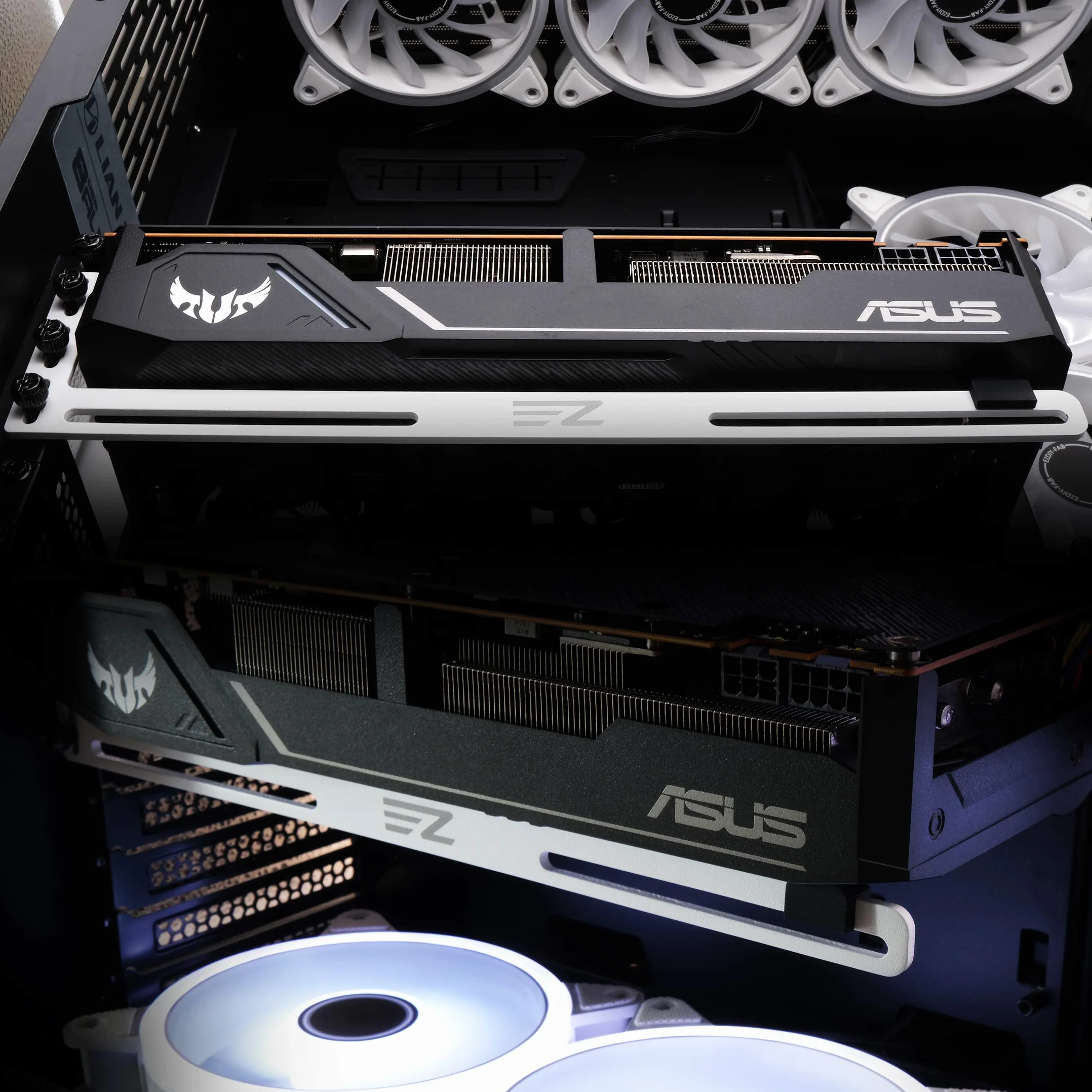 EZDIY-FAB Scheda Grafica Scheda Video per Supporti a Staffa GPU Supporto a Sfera/Custodia per Telaio, Alluminio Anodizzato in Alluminio, Carte Singole o Doppie-Bianca