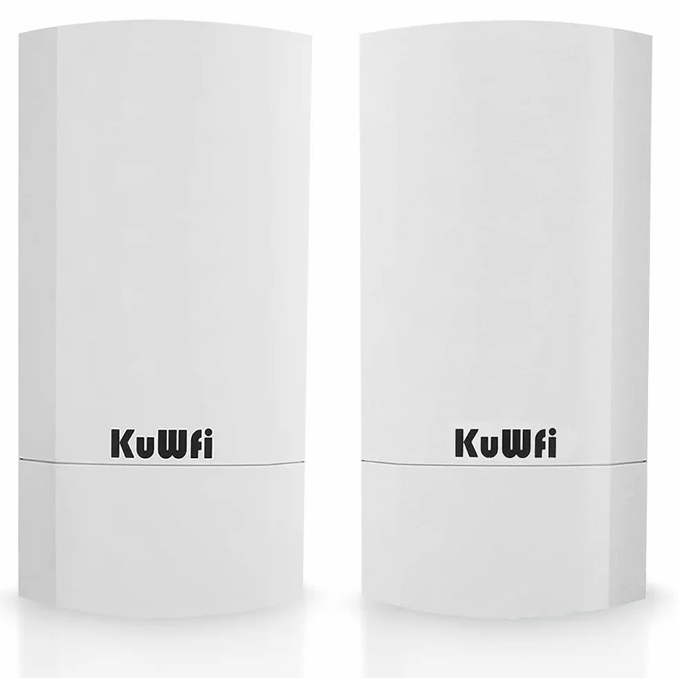 Accesso Point Esterno, KuWFi 300 Mbps Wireless Bridge/CPE Point-to-Point per Interni ed Esterni Supporta 1 KM di Distanza per Trasmissione Remota PTP, Applicazione PTMP