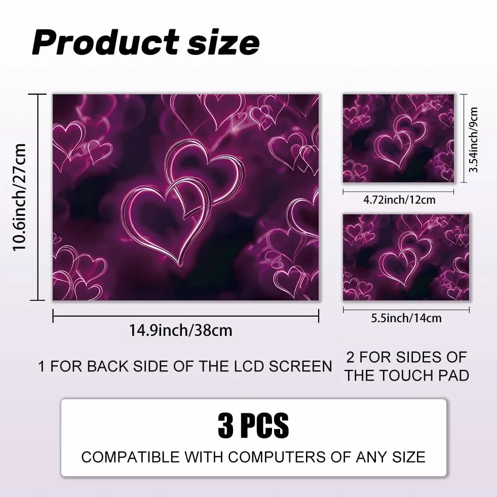 Pellicola adesiva per computer portatile, in PVC, con citazione, impermeabile, antigraffio, per computer portatile da 12,1 13 13,3 13,3 13,6 14 15 15,3 16 pollici rosa neon cuore