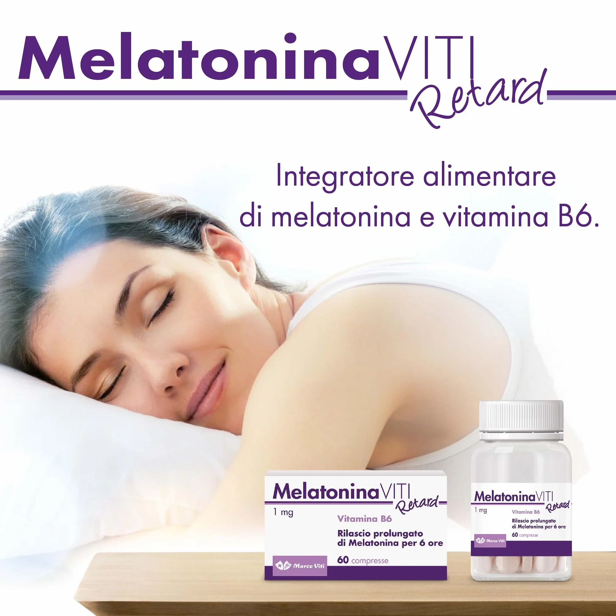 Melatonina Viti Retard 60 Compresse Integratore Sonno con Vitamina B6