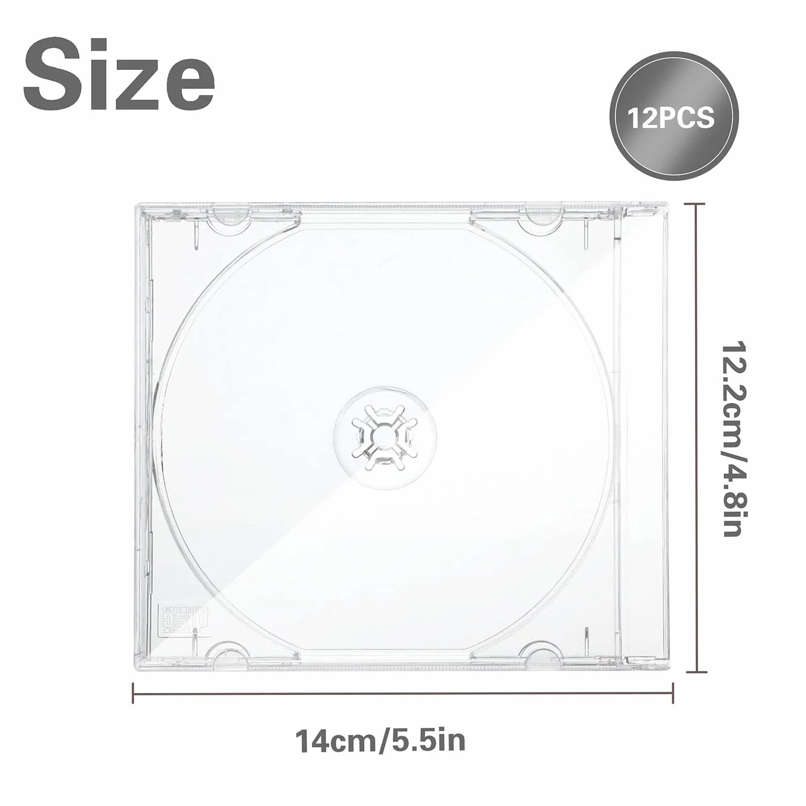 12 custodie vuote per CD/DVD, per 1 CD in plastica trasparente Jewel Case per archiviazione standard DVD