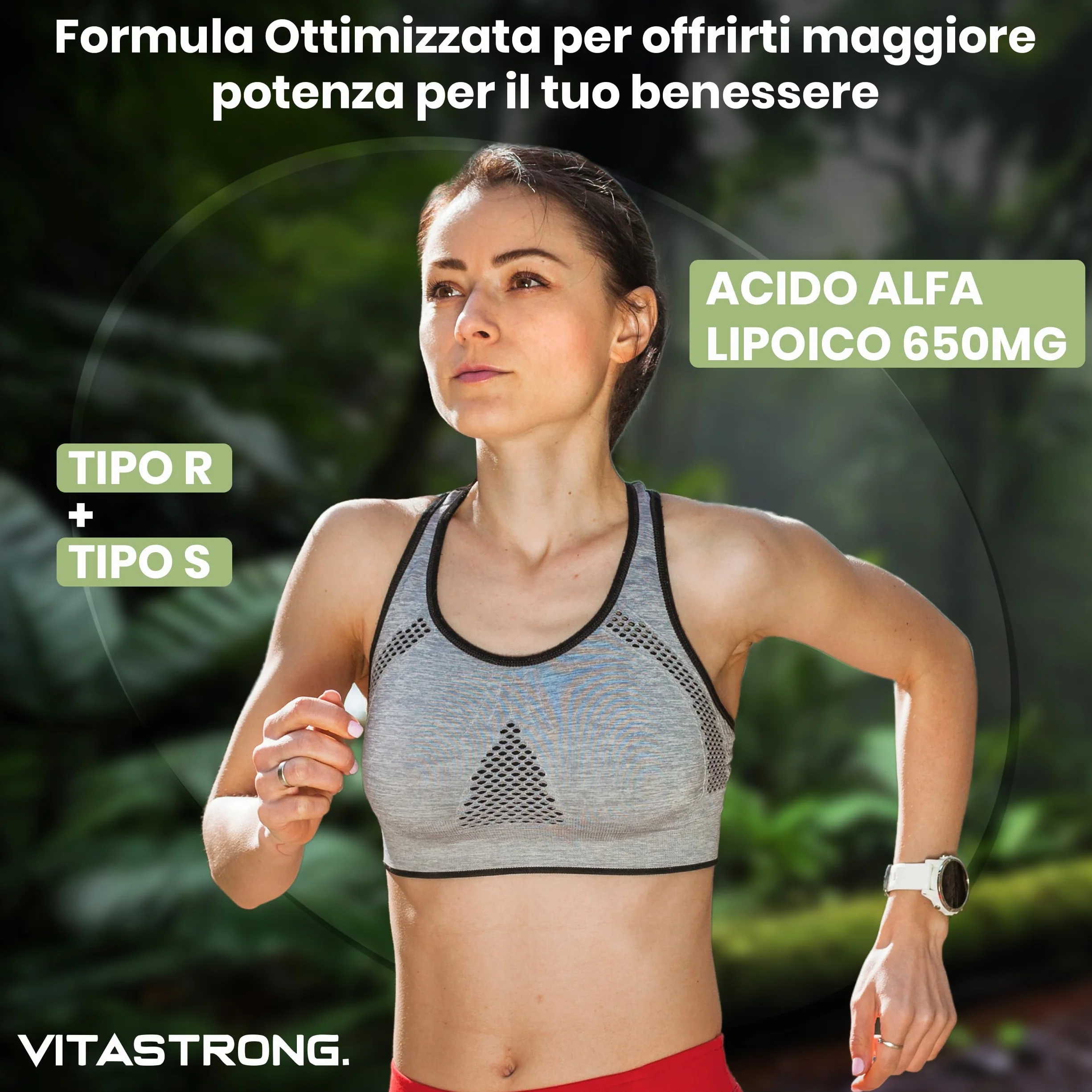 Vitastrong Acido Alfa Lipoico 650mg 120 Capsule Integratore Vegano Senza Glutine