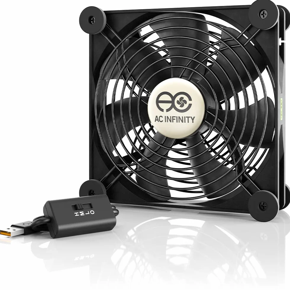 AC Infinity Multifan S4, Ventola USB silenziosa da 140 mm, certificata UL, per raffreddamento di ricevitore DVR, PlayStation, Xbox e computer