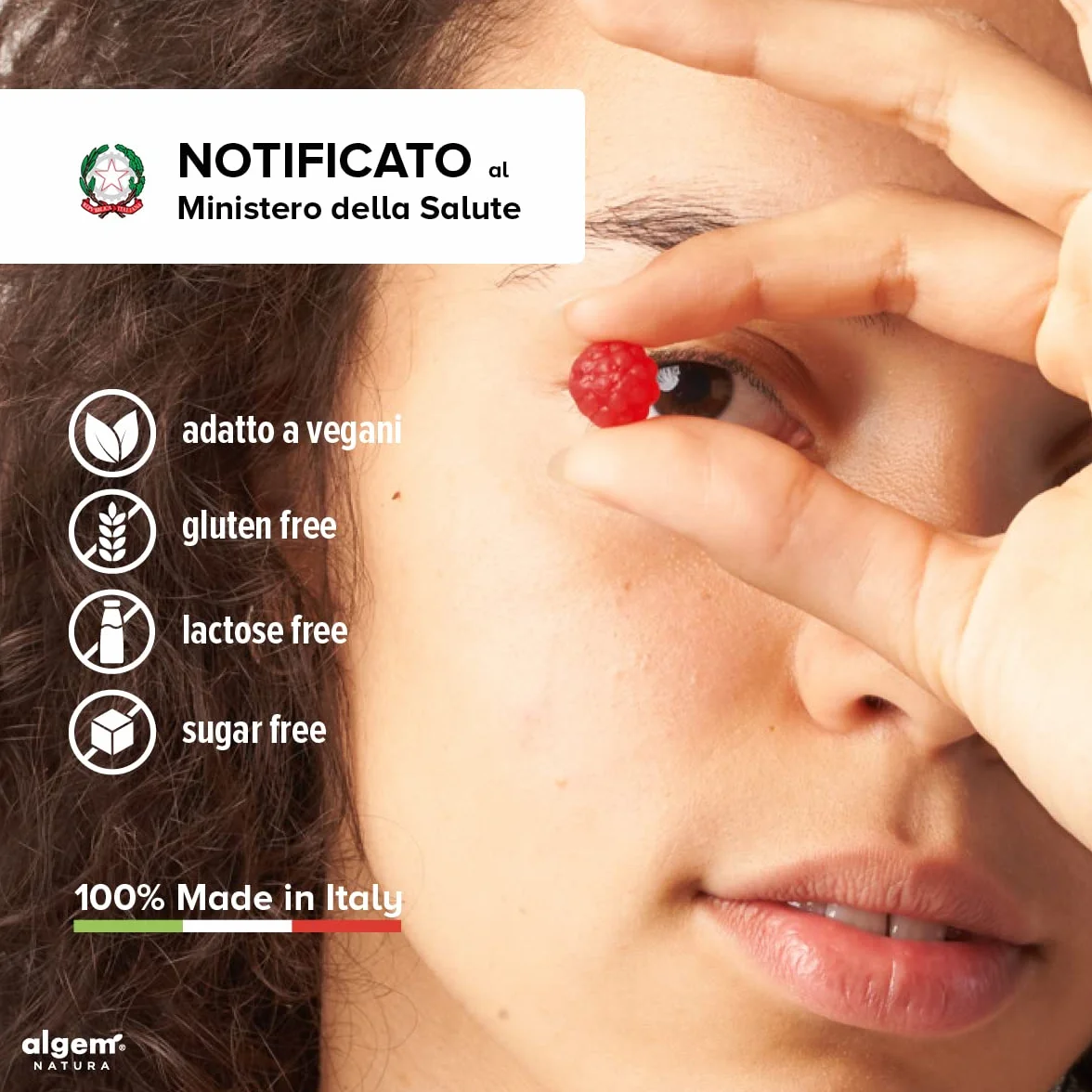 Algem Natura Luteina e Zeaxantina Integratore Occhi Vista 90 Gommose Mirtillo Nero Vitamina C E Zinco