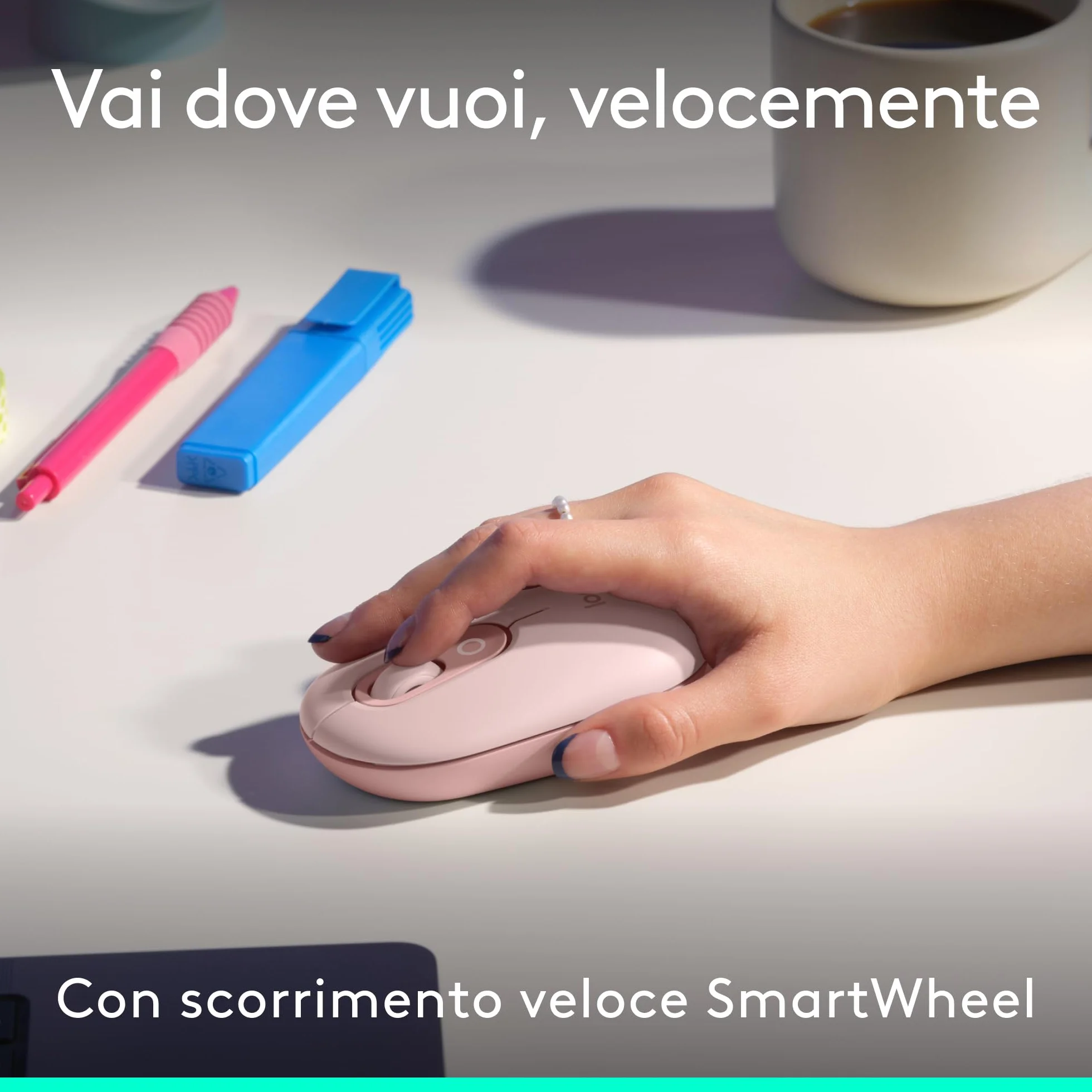 Logitech Pop Icon Combo, kit mouse e tastiera Bluetooth, digitazione comoda, tasti e pulsanti programmabili, clic discreti, Easy-Switch fino a 3 dispositivi, ITA QWERTY – Rosa