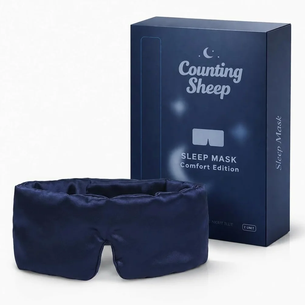 Mascherina in Seta per Dormire Donna Uomo Counting Sheep Seta di Gelso Morbida 100% Oscurante Leggera Regolabile Ipoallergenica