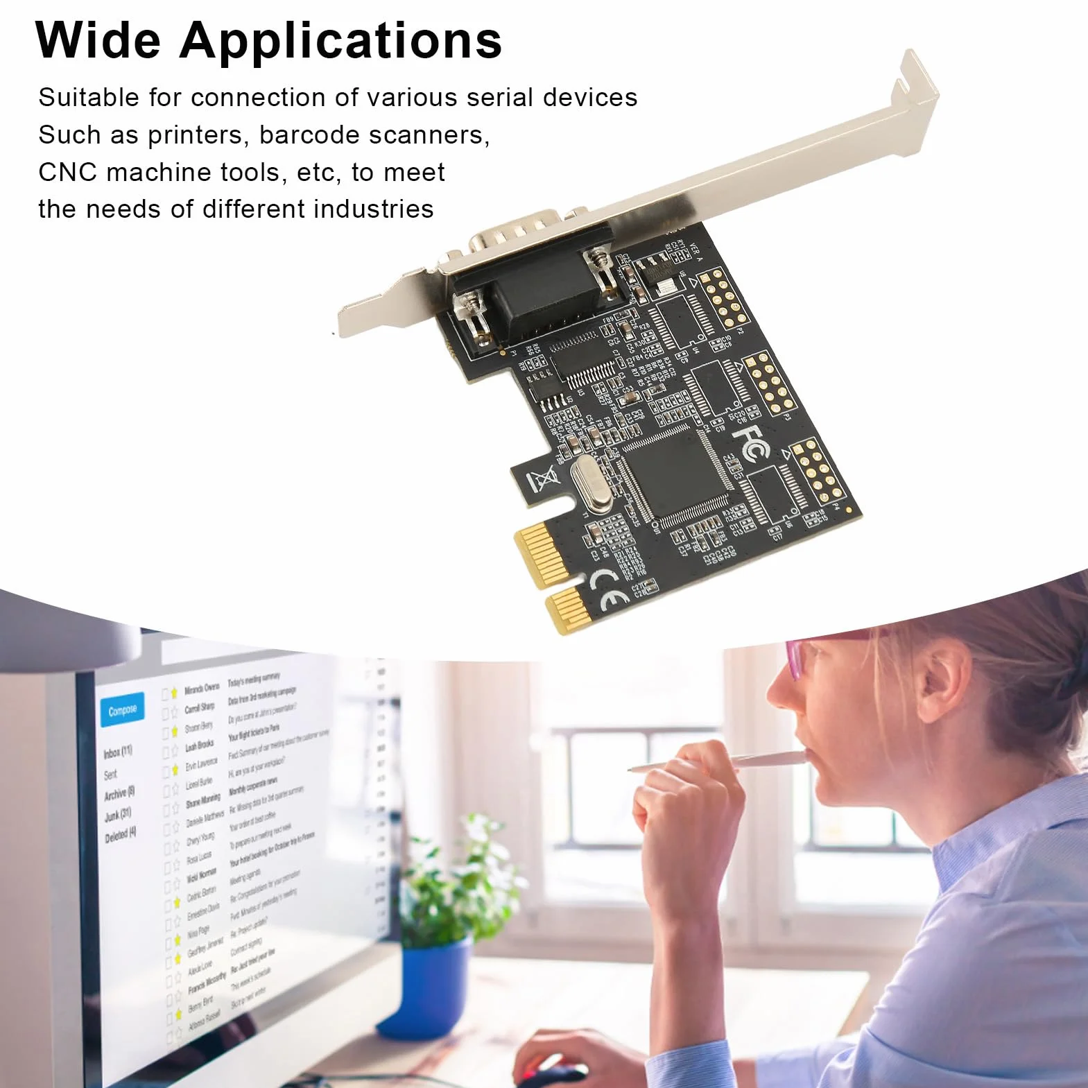 Scheda Adattatore Seriale PCI Express RS232 a 1 Porta, Scheda Controller Host Seriale PCIe RS232, Scheda Adattatore Seriale PCIe X1 a RS232 per DOS Linux