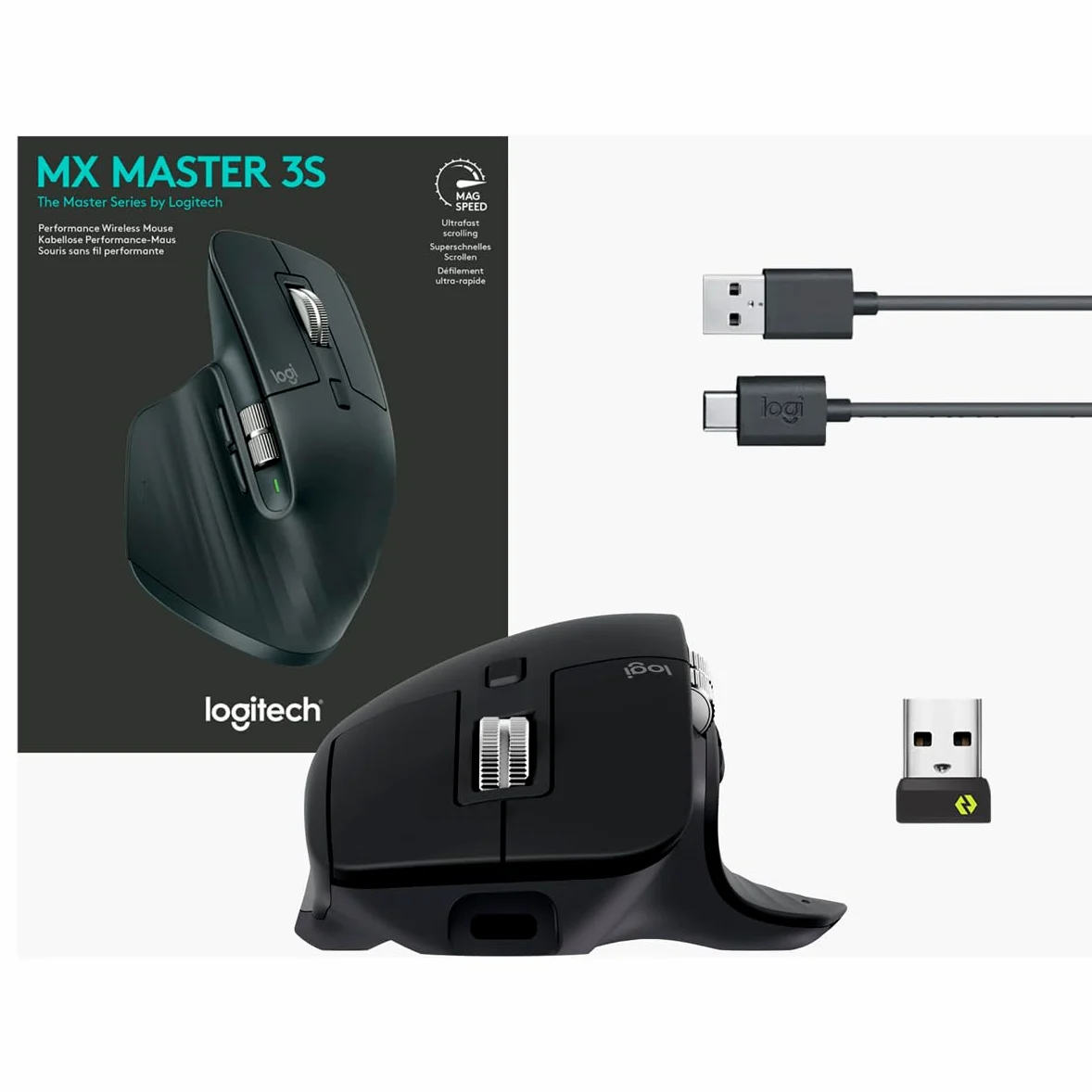 Logitech Mx Master 3s Performance Wireless Mouse - Maus - Ergonomisch - Optisch - Kabellos - Bluetooth, 2,4 Ghz - Logitech Logi Bolt UsB-Receiver - S