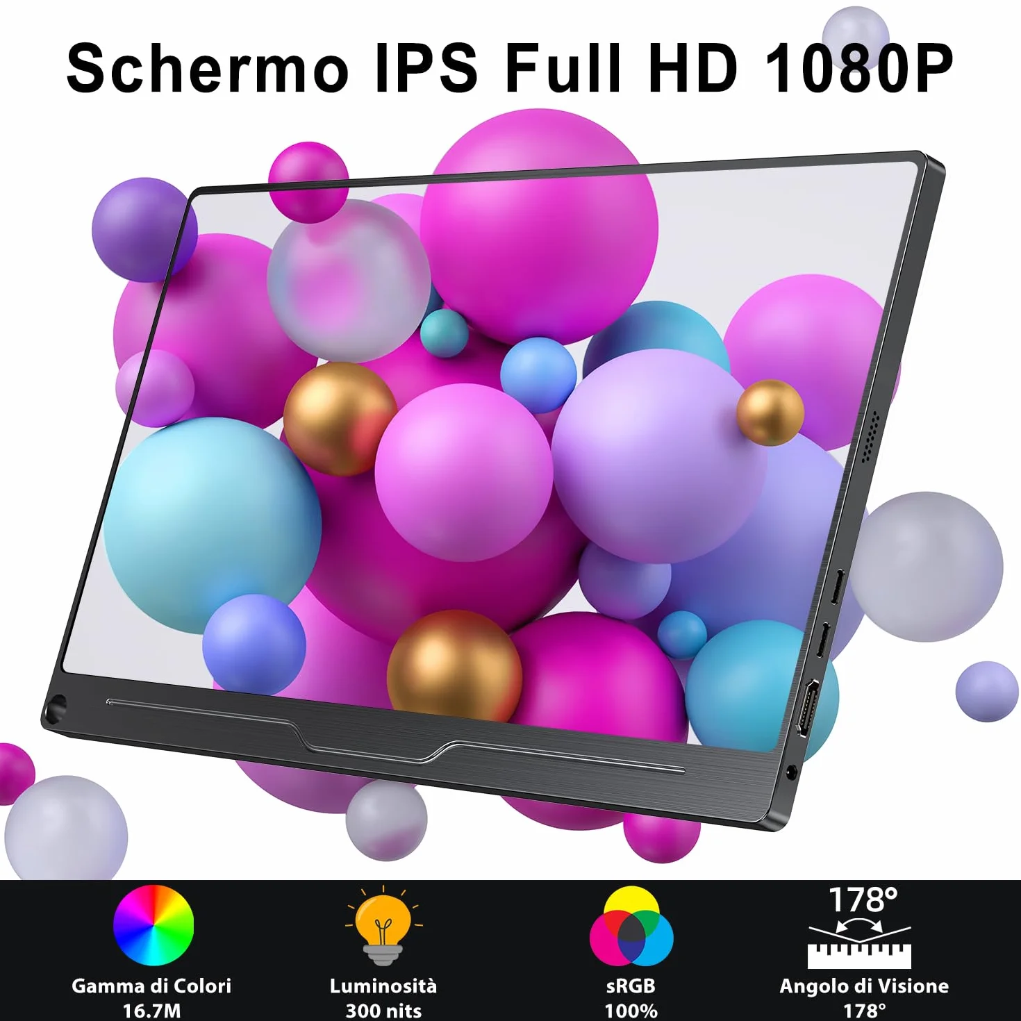 UPERFECT Monitor Portatile 15,6 Pollici FHD 1080P Schermo IPS Opaco con Standard HDMI Type-C, Compatibile con VESA, Secondo Display per Laptop/PC/Telefono/Switch/Xbo, con Copertura Intelligente