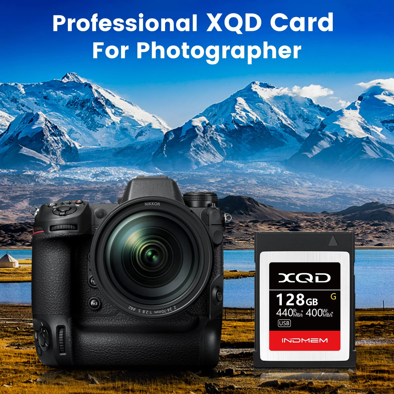 Scheda di memoria XGD da 128 GB, scheda XQD serie G per il recupero di immagini grezze, file MOV, video 4K XAVC-S | Max lettura 440 MB/s, scrittura massima 400 MB/s