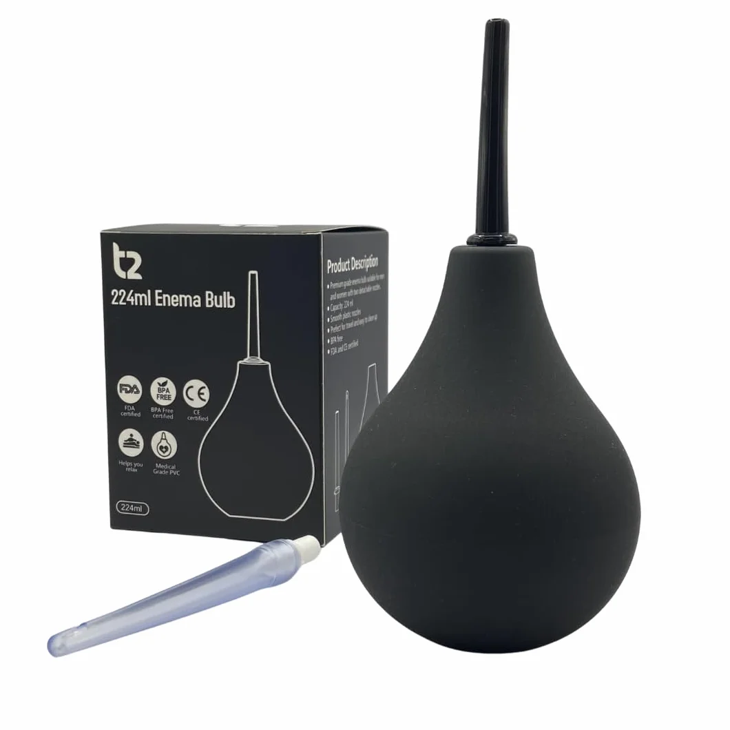 Kit Clistere a Bulbo 224ml Doccia Anale 2 Ugelli Comodi Staccabili Medico Certificato FDA CE