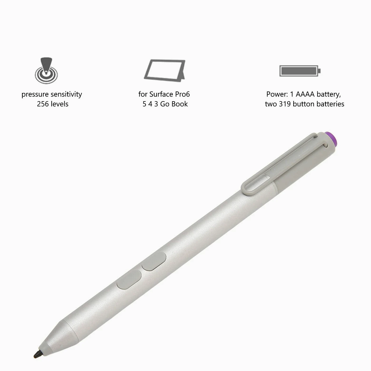 Zunate Penna Stilo, 256 Livelli di Sensibilità alla Pressione Bluetooth Penne Stilo Wireless per Touch Screen, Penna Digitale Elegante Penna Stilo per Tablet, per Pro6 5 4 3 Go Book