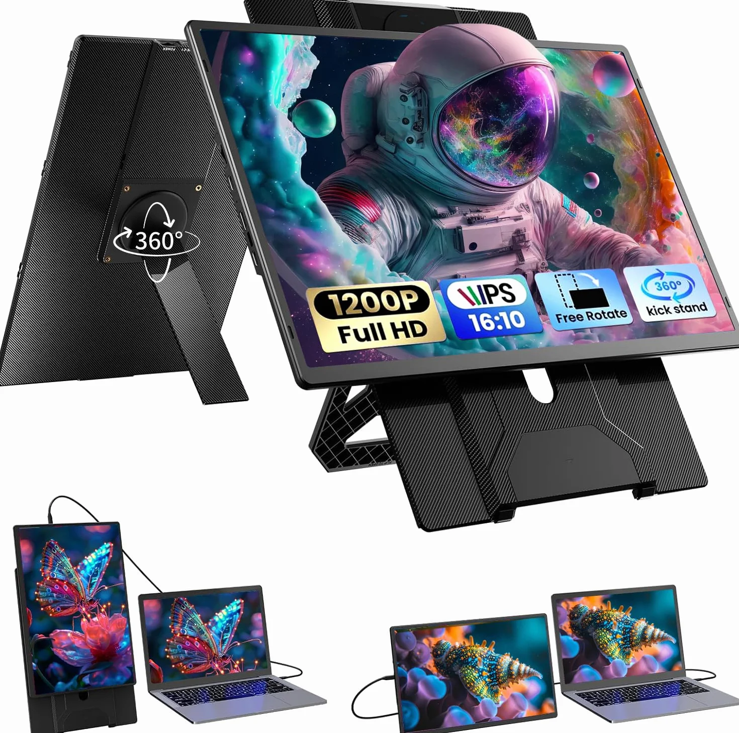 Blackview Monitor Portatile Ultra-Sottile 16.1 Pollici FHD 1200P, Supporto Magnetico Rotante 360°, Schermo Esterno Laptop per Viaggio & Ufficio, Plug & Play-Compatibile con Windows/Mac/PC/PS5