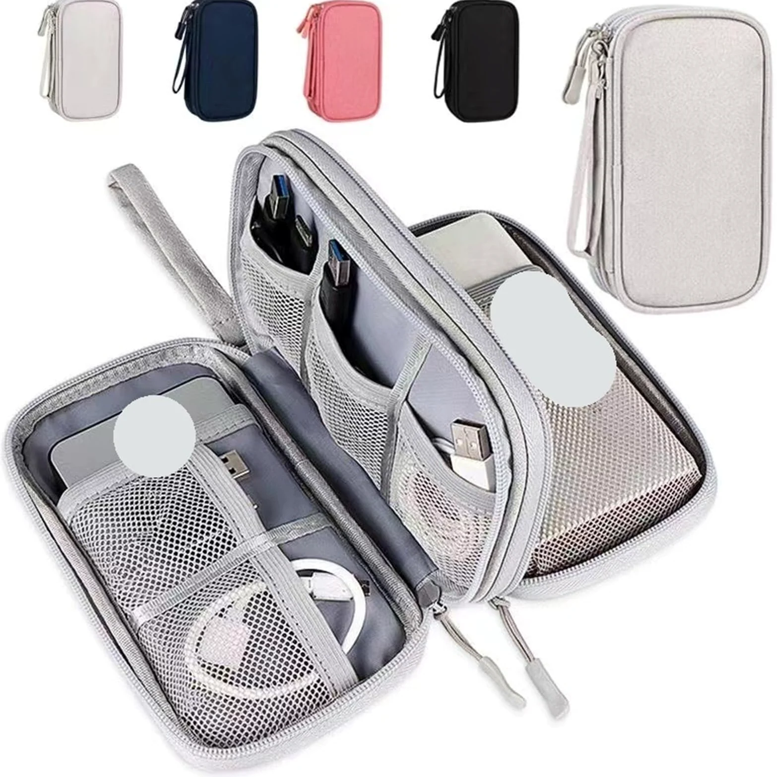 Borsa Organizer Per Cavi Borsa For Cavi Da Viaggio Custodia Digitale Portatile Caricabatterie Dati Organizzatore Accessori Elettronici Impermeabile(2 Layer-Black)