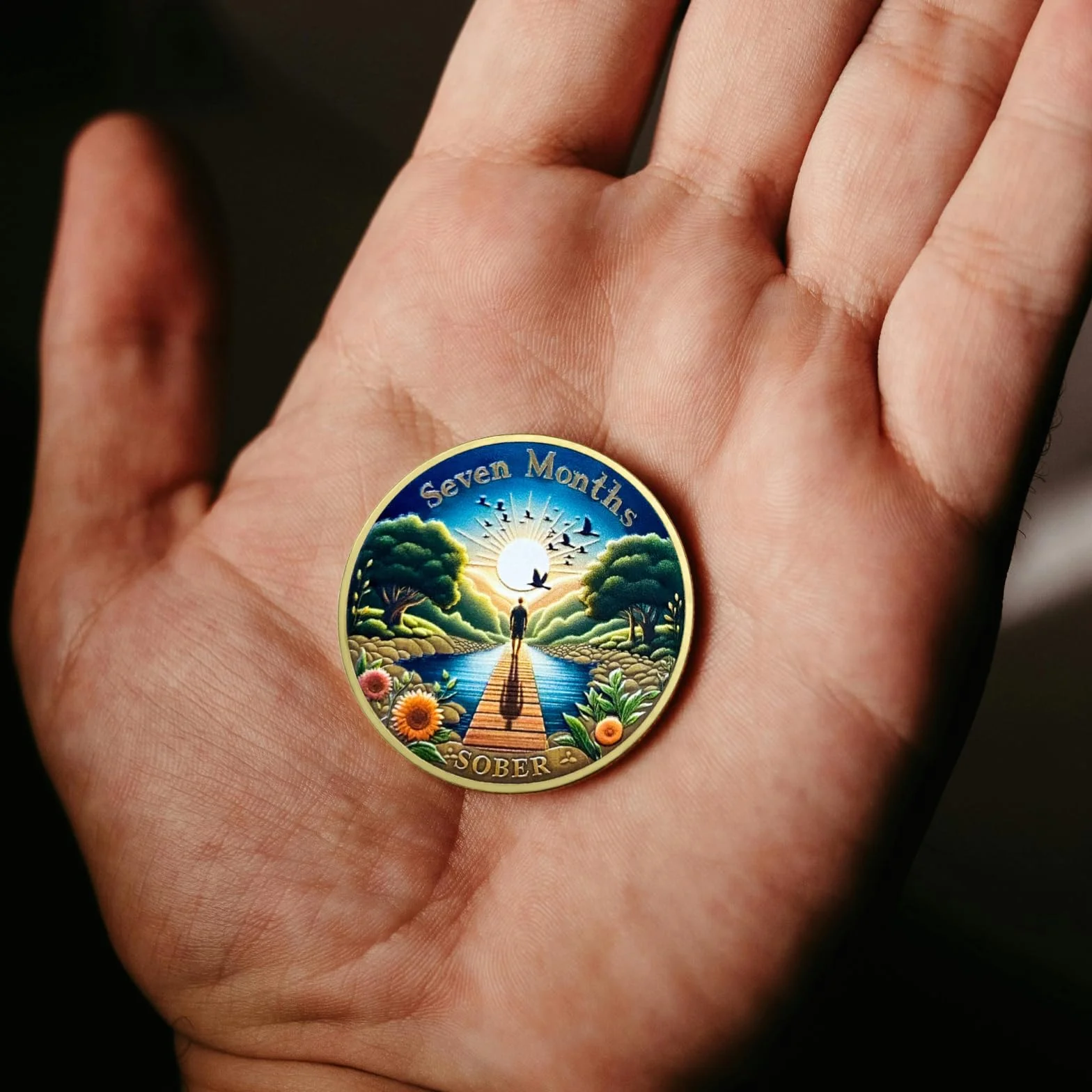 Medaglioni di Recupero Sobrietà 7 Mesi Reborn Sober Chip Alcolisti Anonimi Regali Uomo Donna