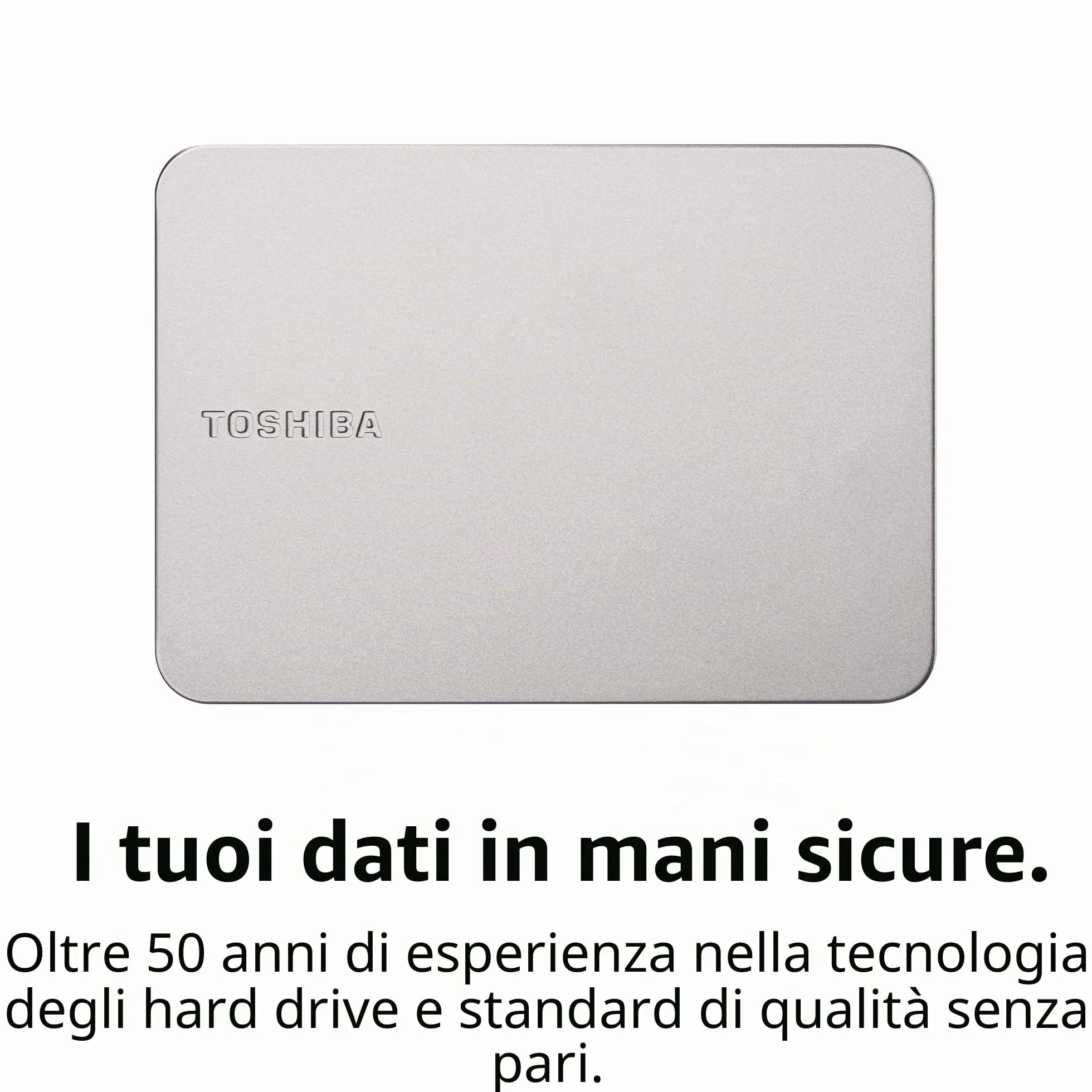 Toshiba Canvio Flex 2TB – Hard disk esterno portatile da 2,5'' (HDD) per Mac, PC Windows, smartphone e tablet, compatibile con la maggior parte dei dispositivi USB-C e USB-A, argento caldo