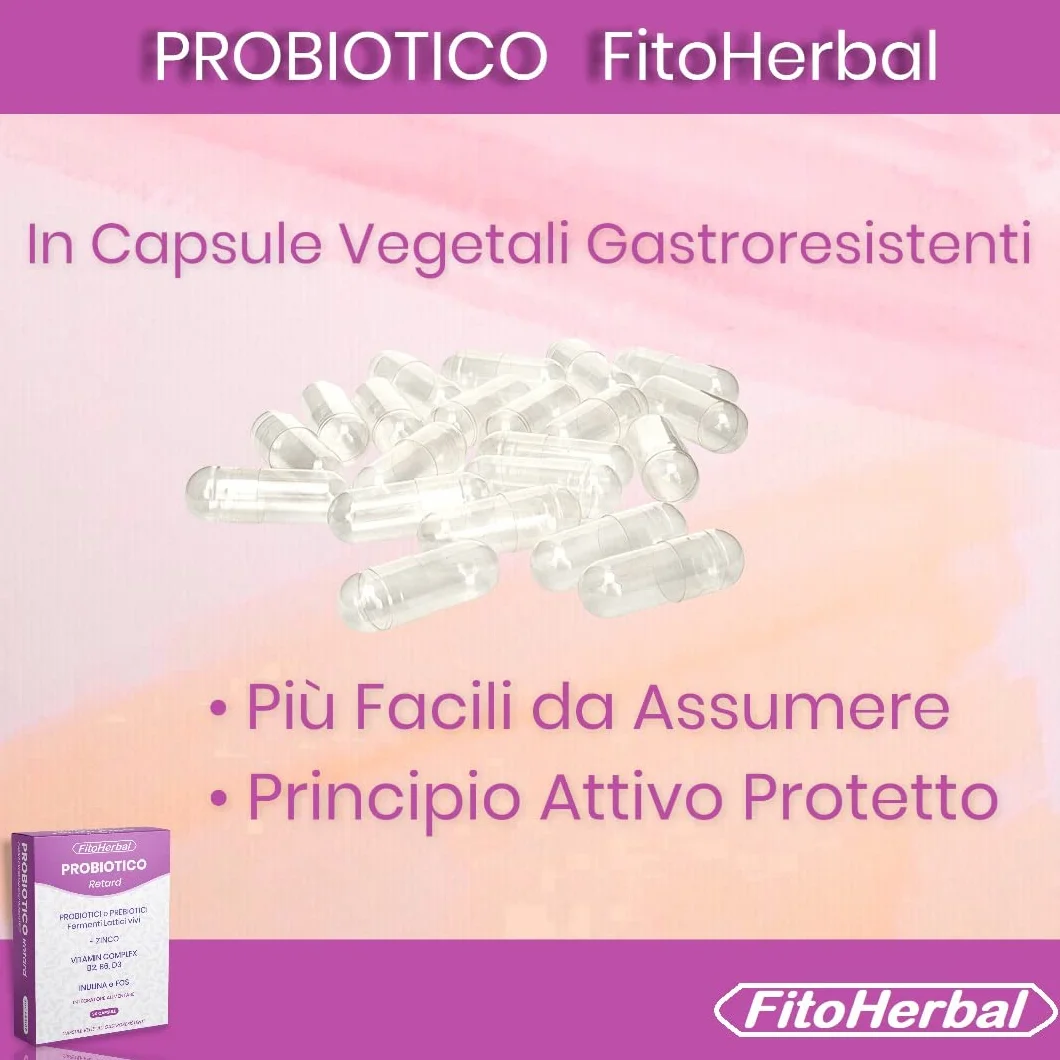 Fermenti Lattici Probiotici e Prebiotici 40 miliardi CFU Lactobacillus Bifidobacterium Inulina Zinco Vitamine B2 B6 D3 Capsule Gastroresistenti
