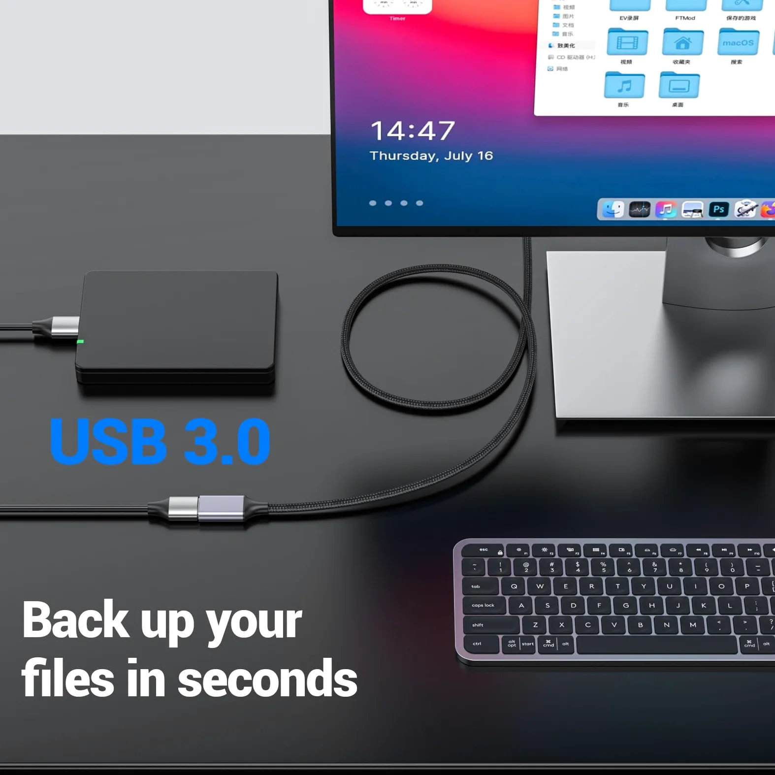 Pastall Cavo USB femmina a C maschio (1 m), adattatore di tipo C, adattatore da USB C a USB 3.0, femmina C a maschio A per telefono/laptop/tablet/switch dispositivo USB-C
