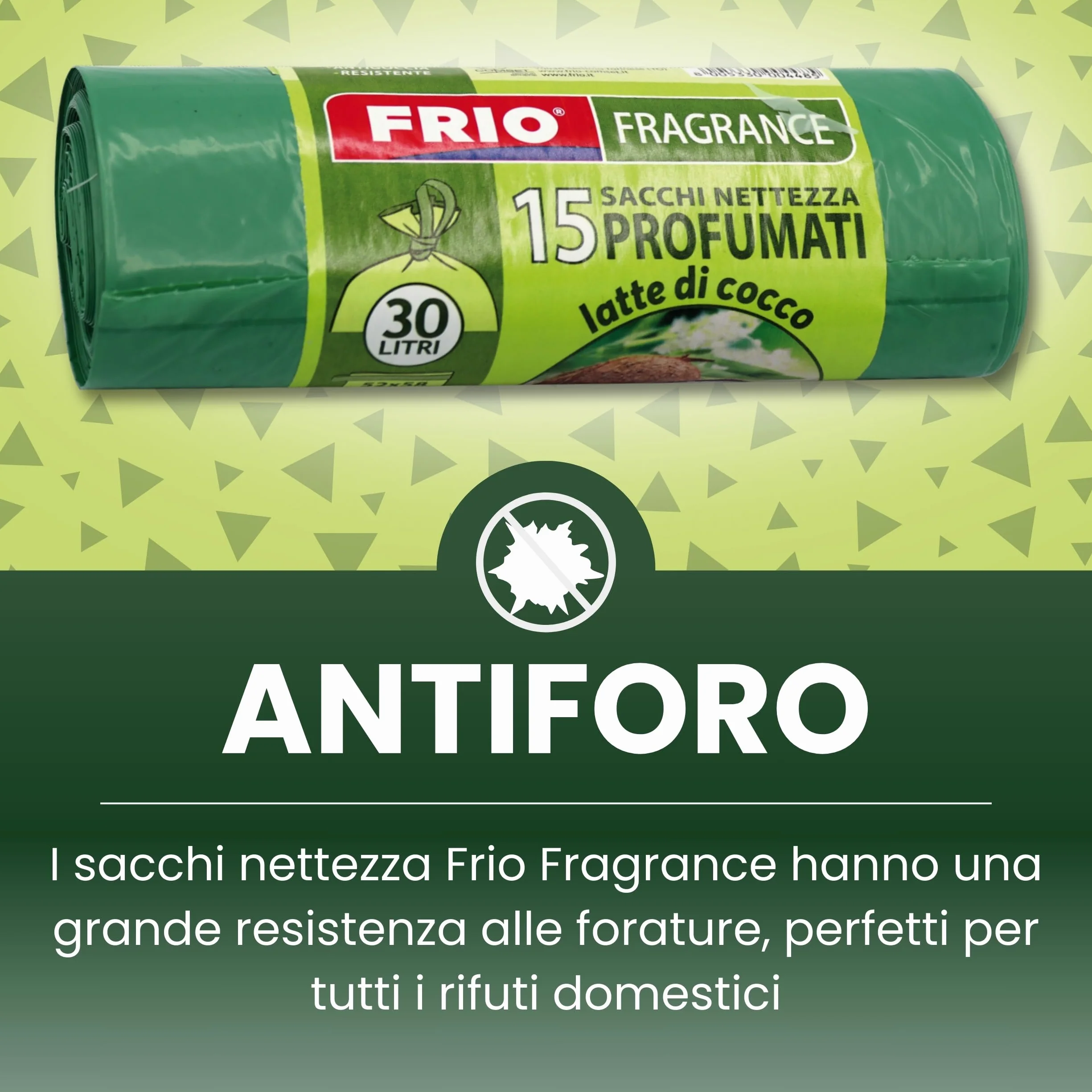 FRIO Sacchetti per la Spazzatura 30 Litri 52x58cm Verde Extra Resistenti