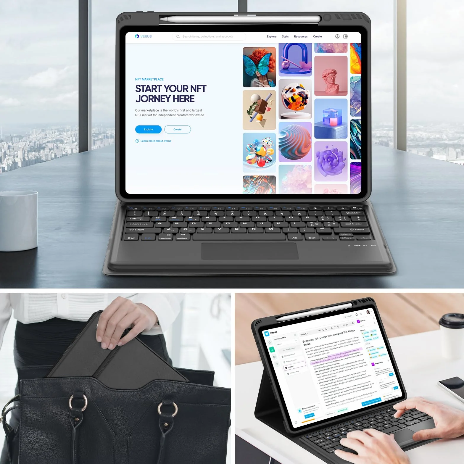 IVEOPPE Tastiera iPad Air 13 M4 2026/M3 2025/M2 2024 con Touchpad, Cover Tastiera Trackpad Italiano QWERTY Magnetico Staccabile Bluetooth con Portapenna per iPad pro 12.9 3-6 Gen, Nero