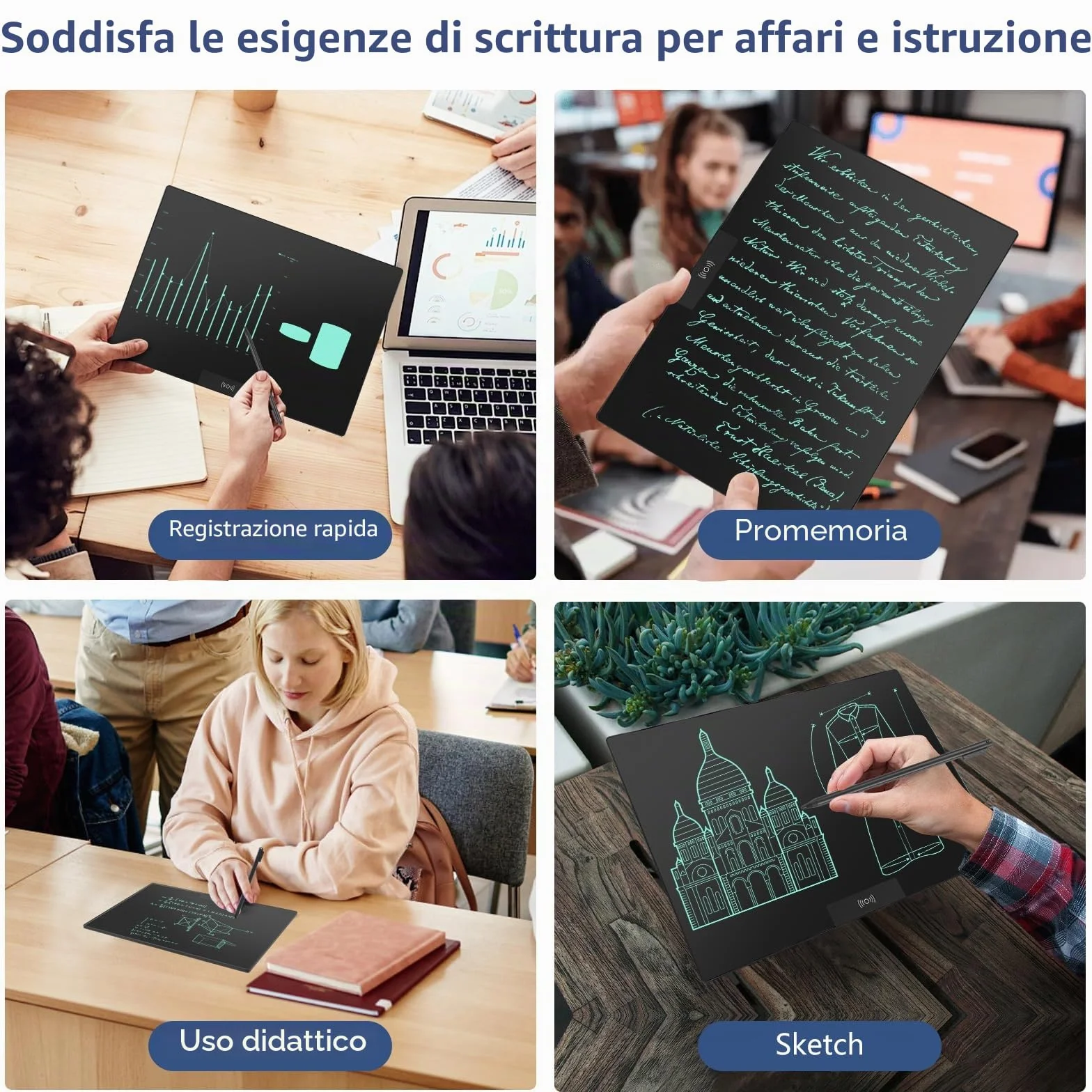 Czemo Tavoletta da Scrittura LCD 14,3 Pollici Riutilizzabile Lavagna Elettronica Ewriter