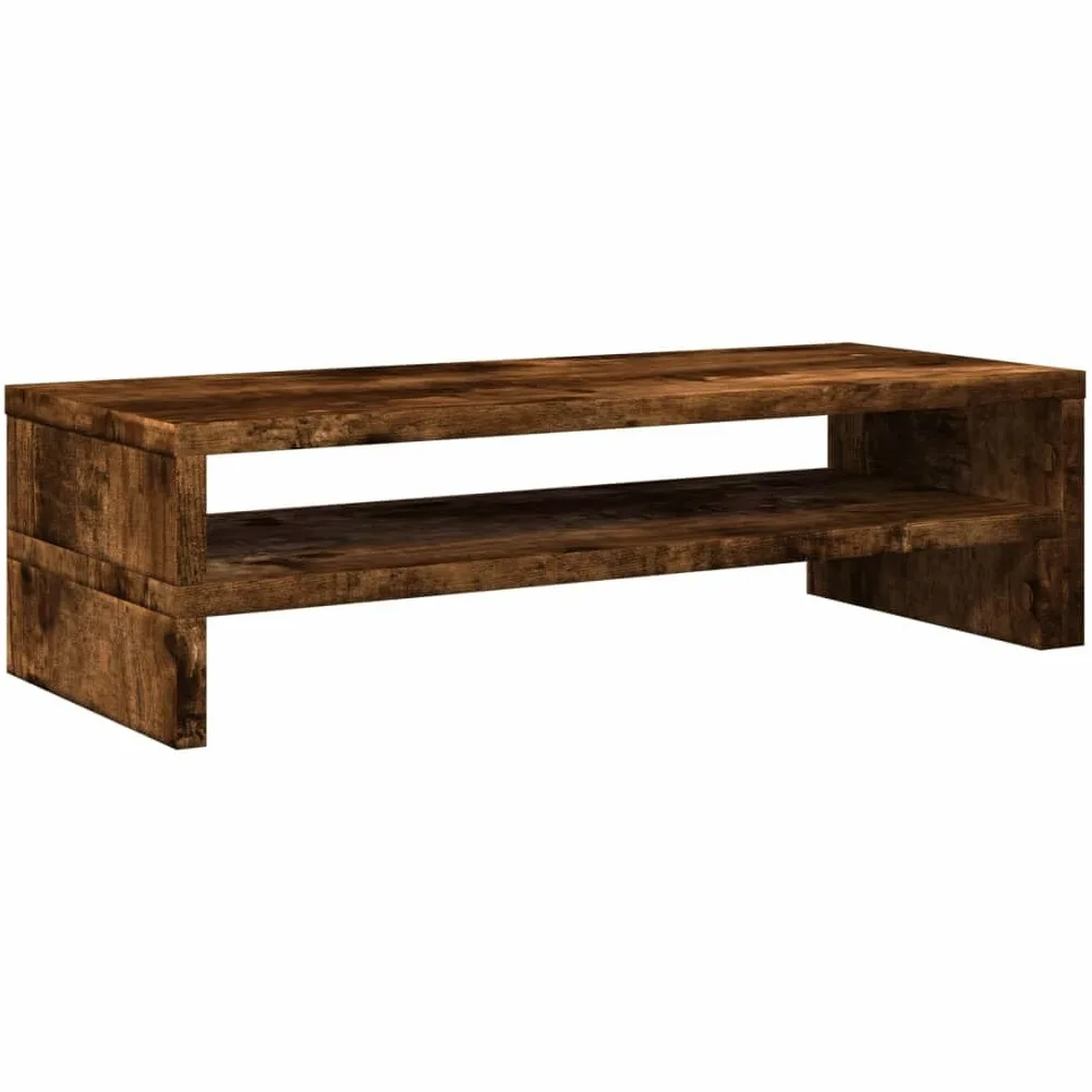 Supporto per monitor in rovere affumicato, 54 x 22 x 15 cm, rialzo ergonomico da scrivania in legno per ufficio e casa
