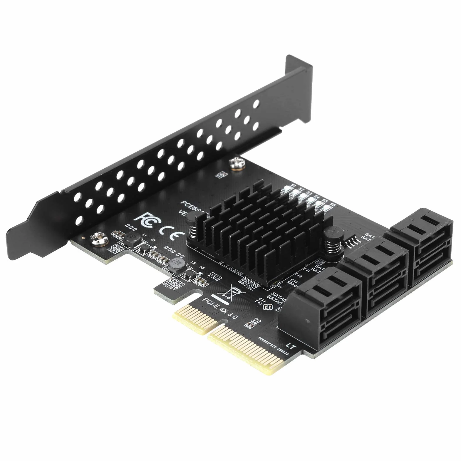 Tbest Asm1166 6 Porte, Scheda di Espansione Pcie Sata, Componenti Interni, Scheda di Espansione Pcie a 6 Porte Sata3.0 Disco Rigido 6G Pcie3.0 Gen3 4X Adattatore Hub Interfaccia