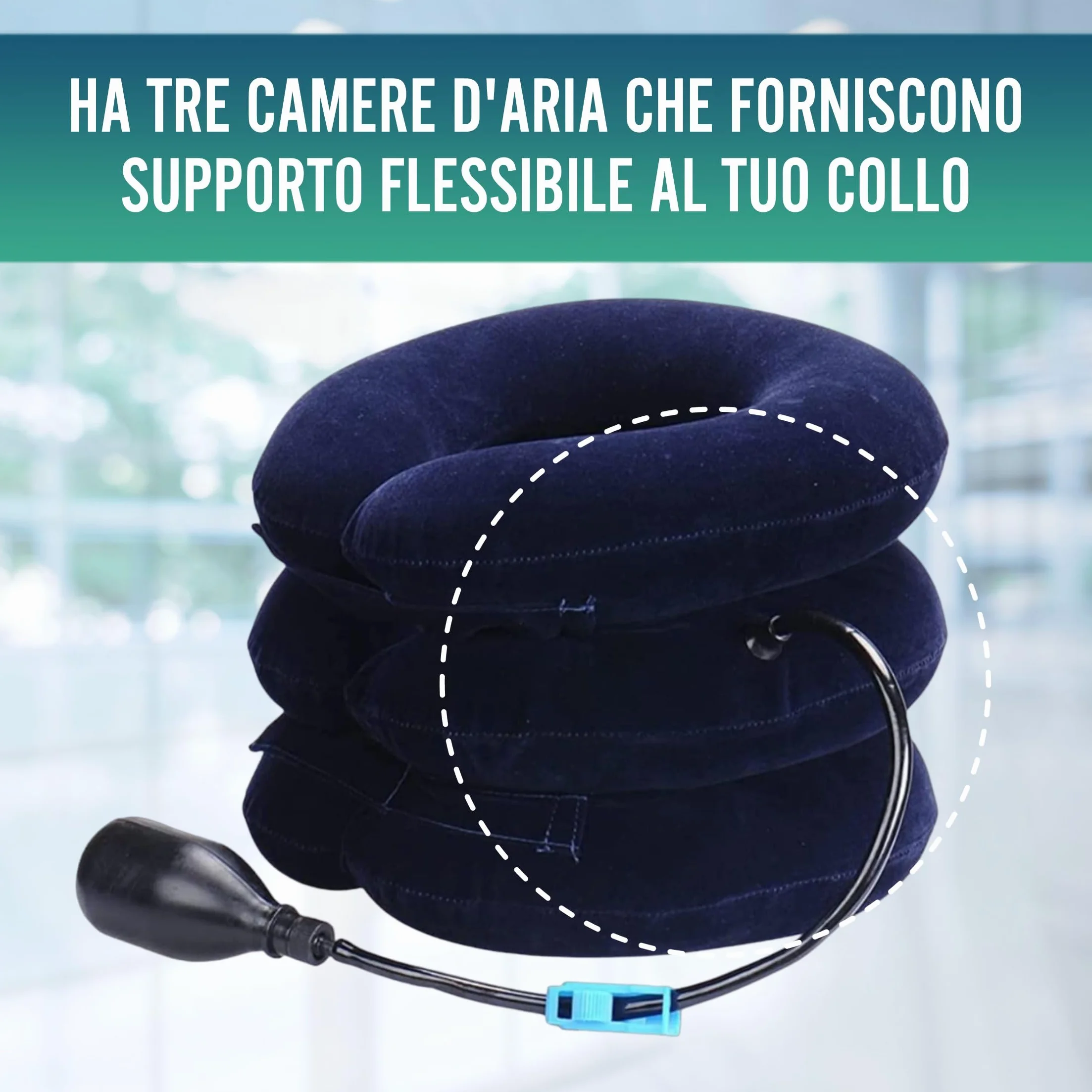 OrtoPrime Collare Cervicale Gonfiabile Trazione Cervicale Collo Professionale Cuscino Gonfiabile Neck Collar