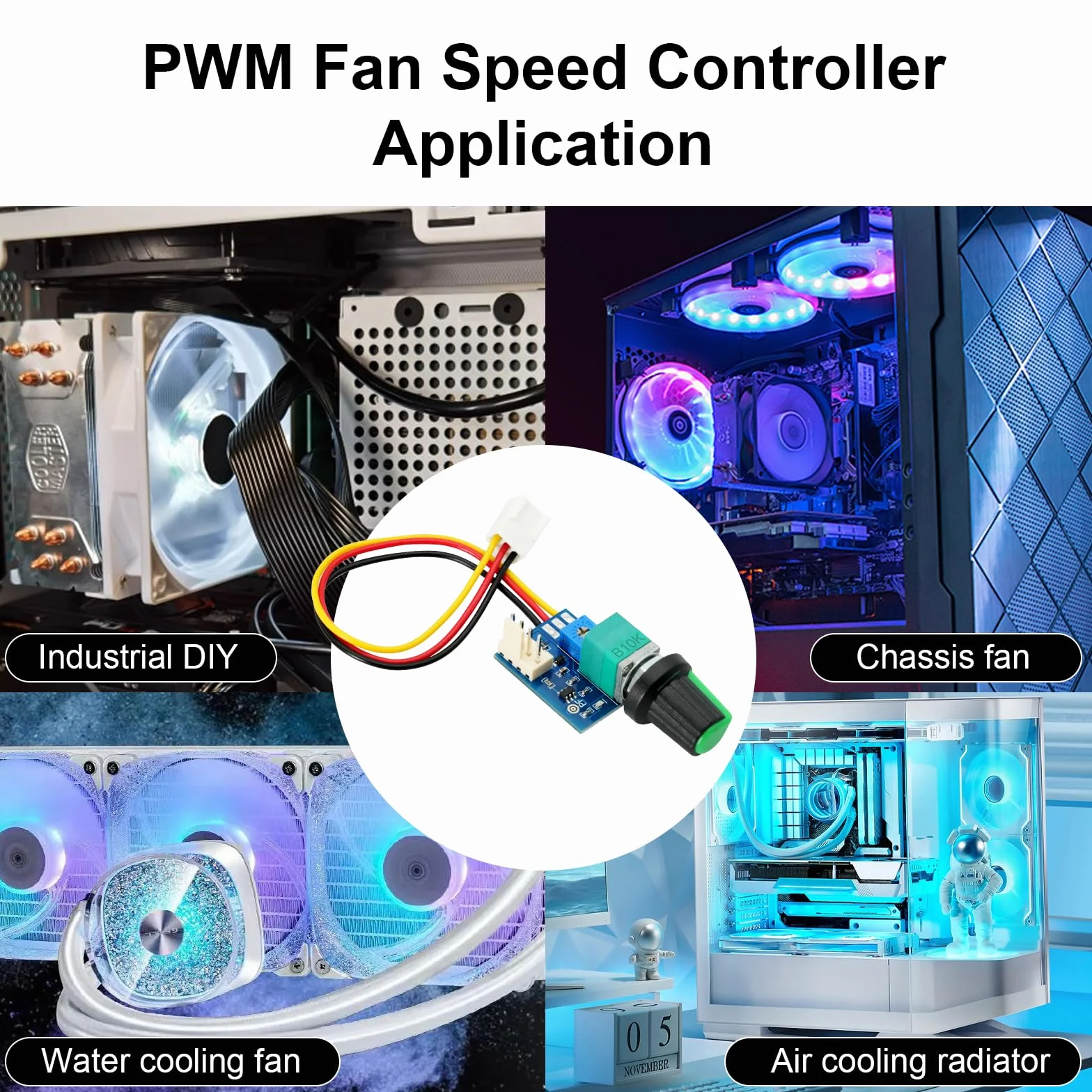 Regolatore di velocità della ventola PWM 4Pins 1 canali fan controller per PC
