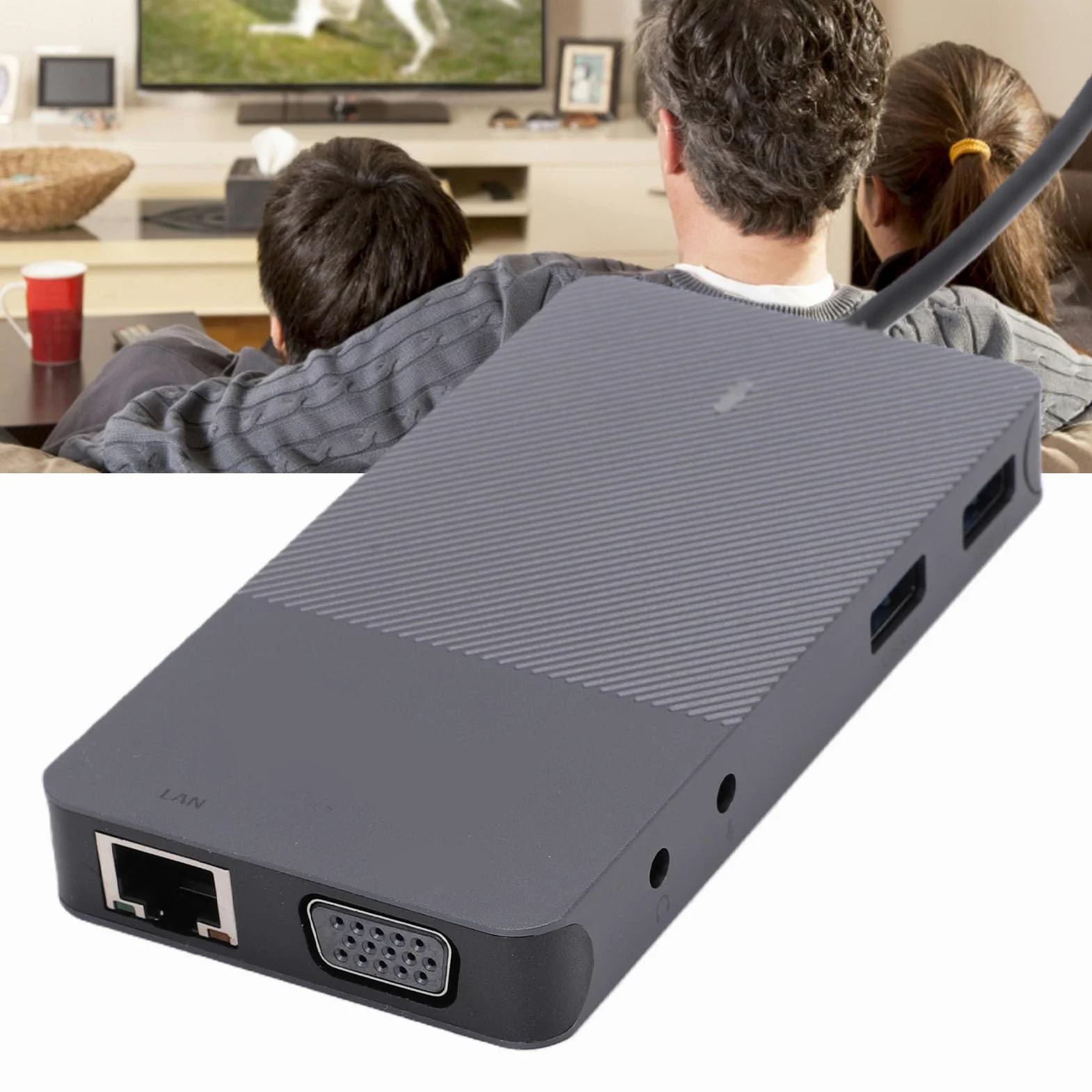 Tangxi Docking Station USB C, Hub USB 3.0 9 in 1 con Uscita VGA 2K, Porte da 3,5 Mm, Gigabit Ethernet, Lettore di Schede SD, per Laptop Pro XPS OS