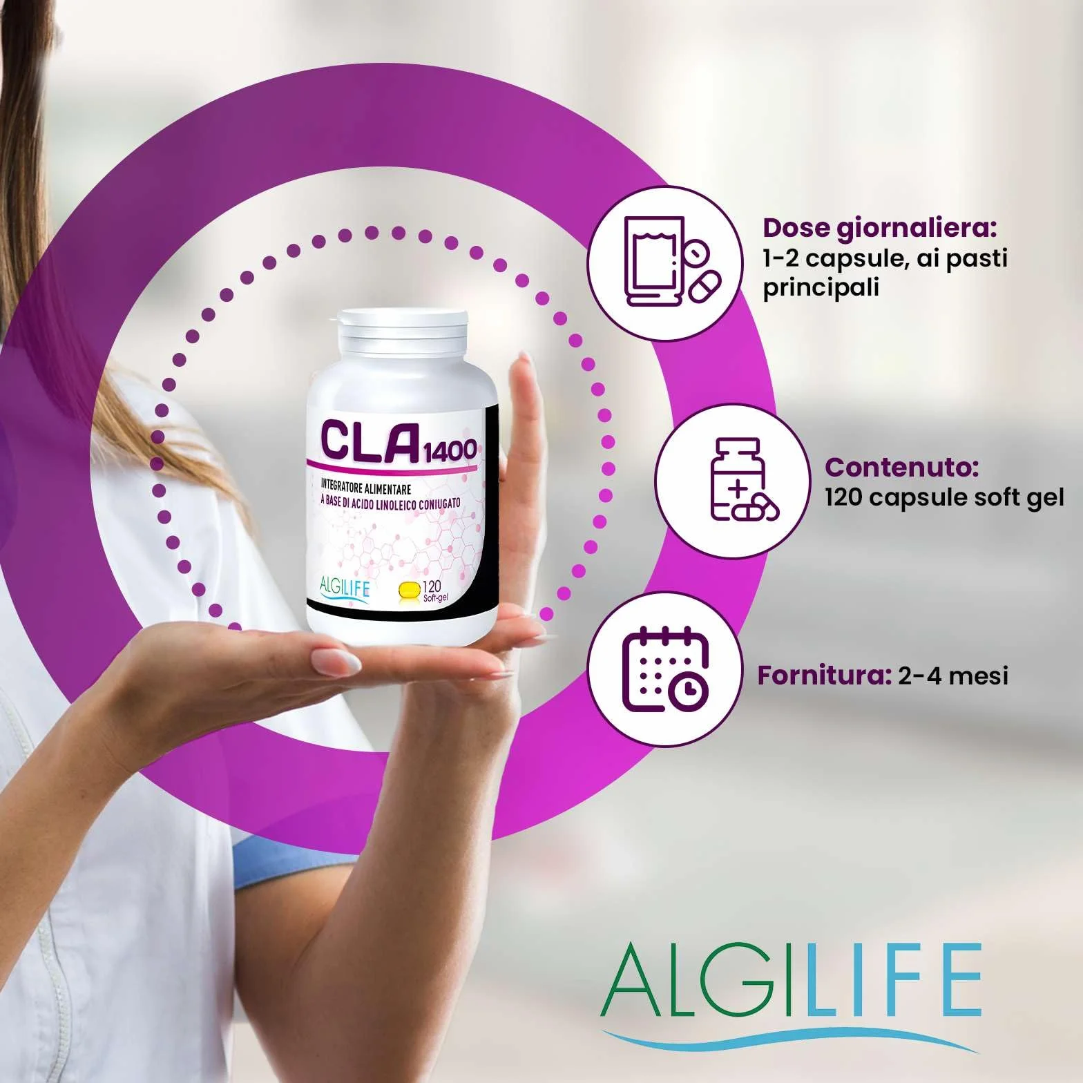 CLA Acido Linoleico Coniugato Olio di Cartamo 3200mg 120 soft-gel Alto Dosaggio