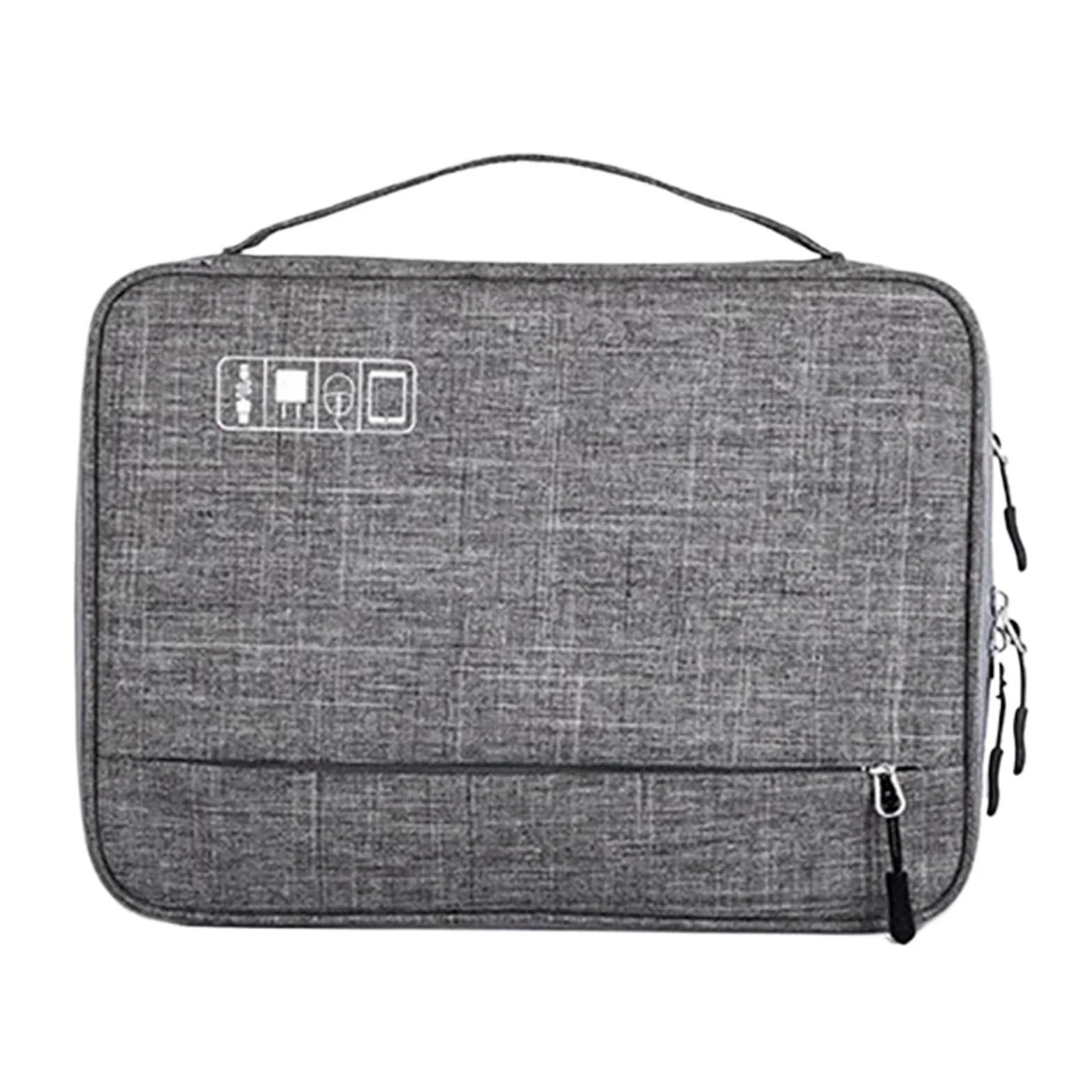 Borsa Organizer Cavi Borsa for accessori elettronici a doppio strato, con scomparti separati, strisce staccabili, custodia organizer portatile for dischi rigidi e cavi(Gray)