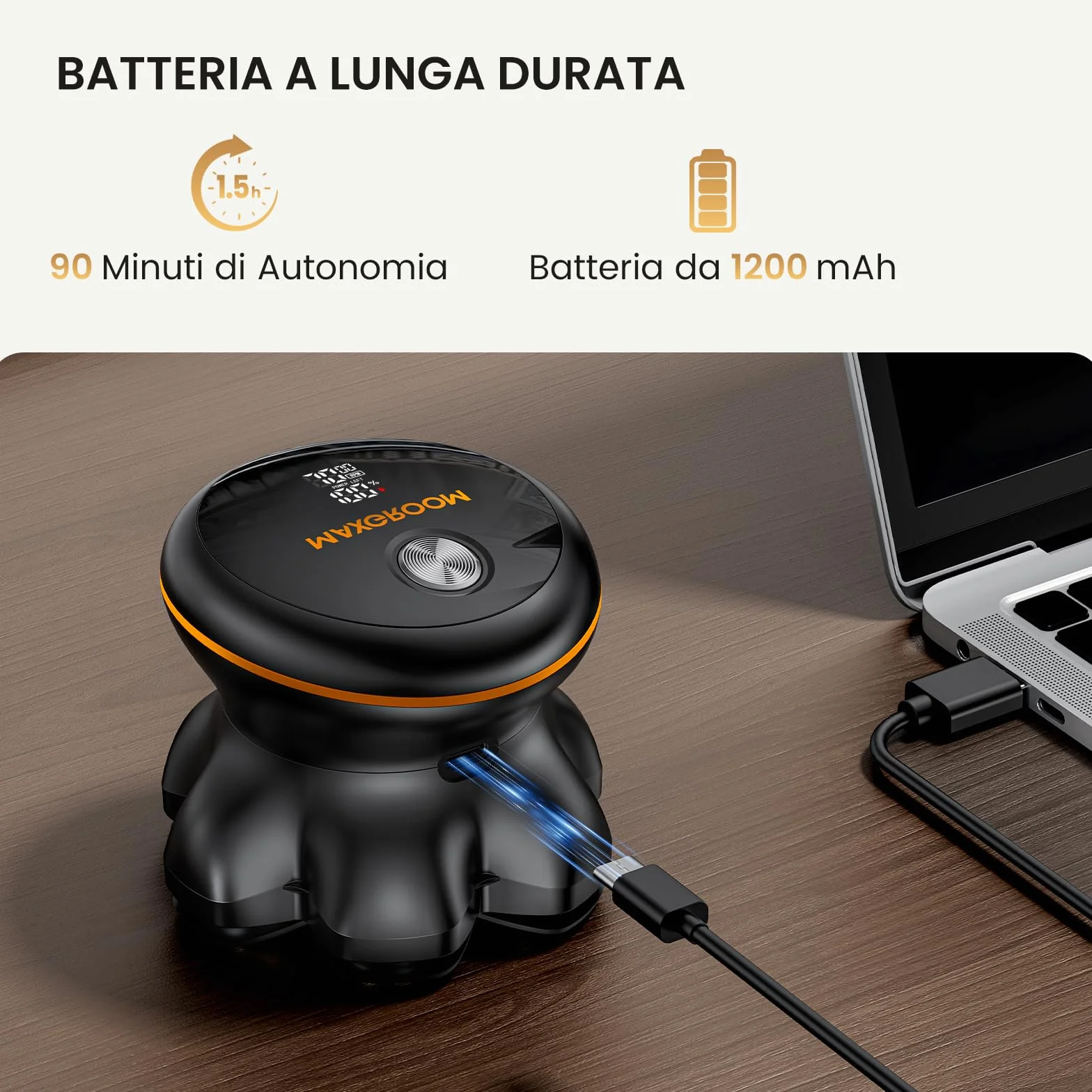 MAXGROOM 7D Rasoio Testa Calva Zero Assoluto 2 Velocità 7700&6600 Giri/Min, Rasoio Elettrico Uomo Impermeabile LED 120 Min
