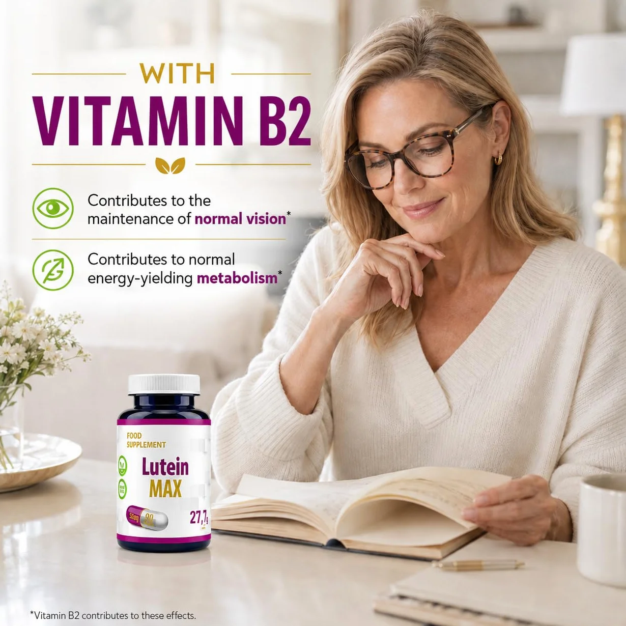 Hepatica Luteina 50 mg con Vitamina B2 90 Capsule Vegane per Capacità Visiva Normale