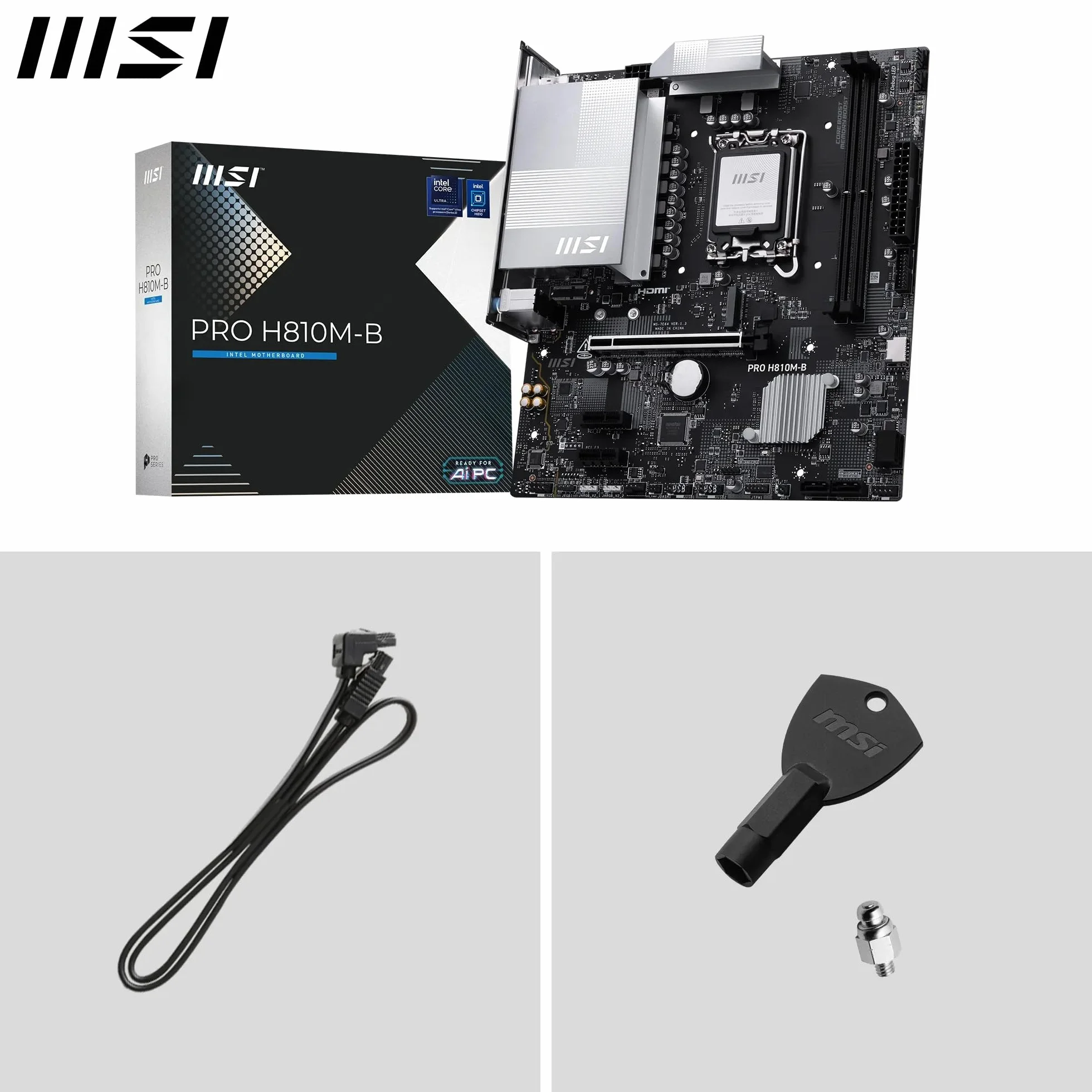 MSI PRO H810M-B Scheda Madre mATX – Supporta Intel Core Ultra (Serie 2) LGA 1851 – DDR5 Memory Boost (6400 MT/s MAX), PCIe 5.0 x16, M.2 Gen4, LAN 2.5G