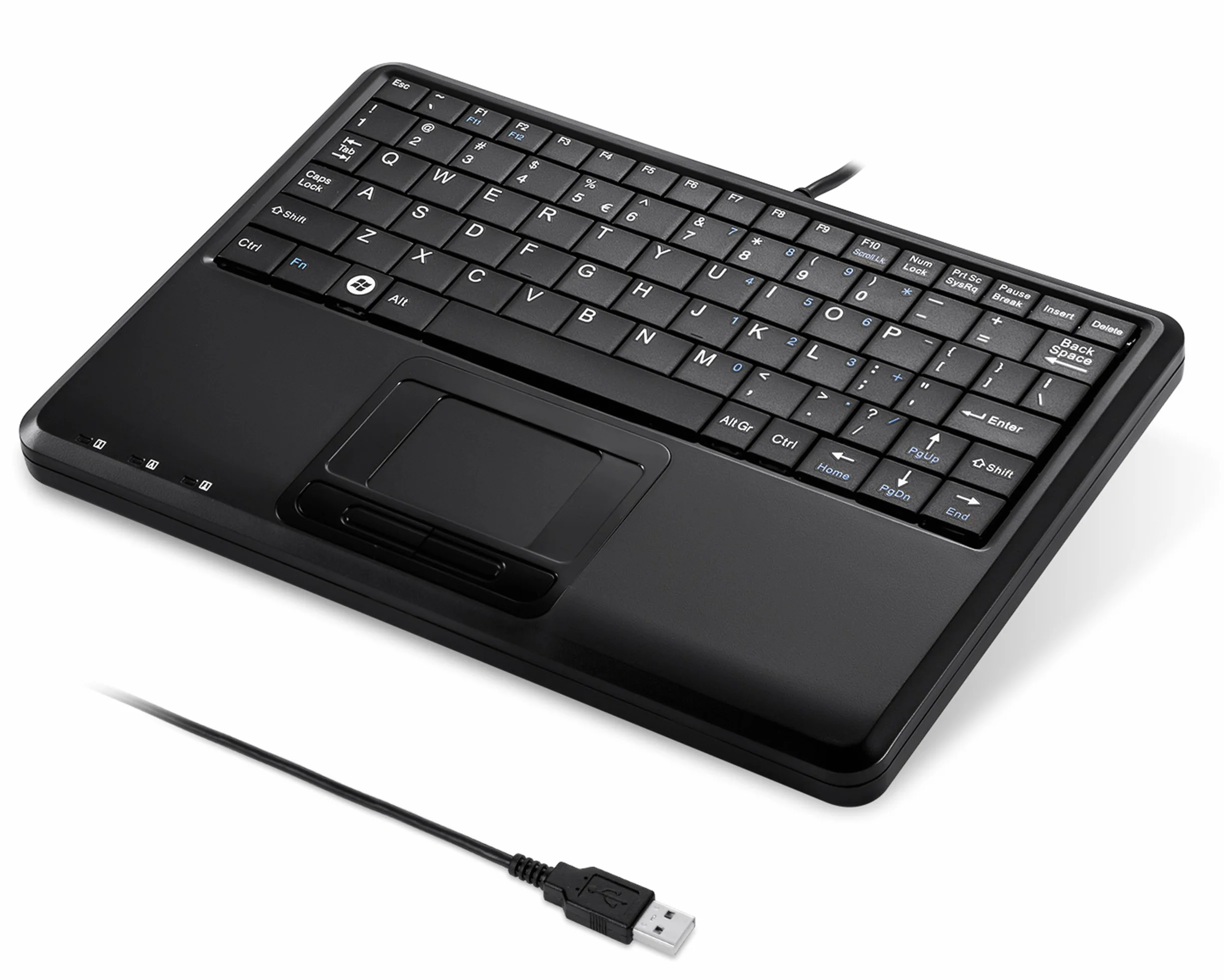 Perixx PERIBOARD-510H Plus Mini Tastiera USB con Touchpad e 2 Porte USB, Tasti silenziosi, Layout Italiano