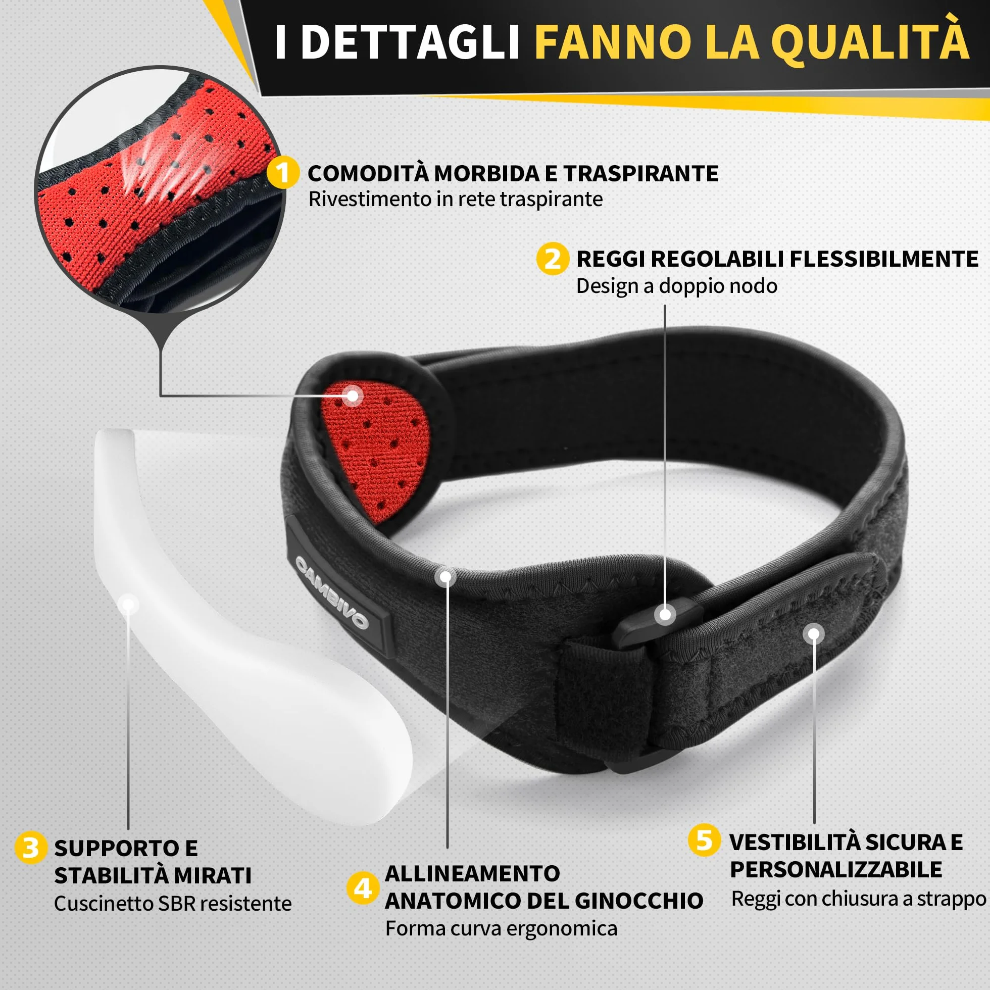 CAMBIVO Tutore Ginocchio Rotulea Regolabile 2 Pezzi, Ginocchiera Ortopedica con Cuscinetto di Compressione per Tendinite, Sport