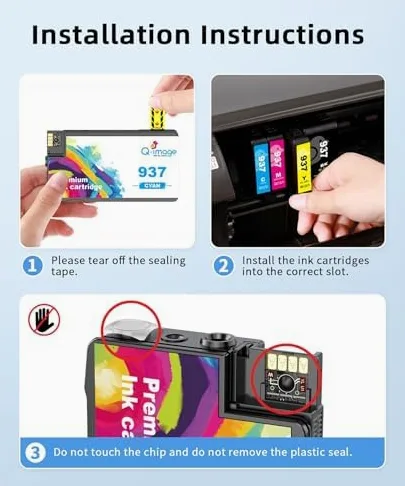 Cartucce 937XL con chip compatibili con HP 937 EvoMore 937E 937XL per HP OfficeJet 9110b 9130b 9120b 9117b 9720 9730 cartucce nero e colori