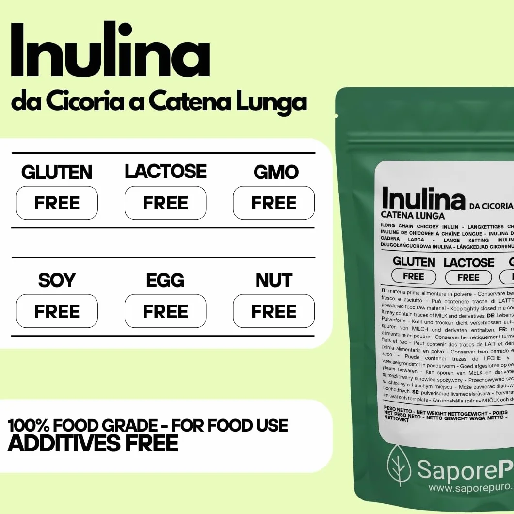 SaporePuro Inulina da cicoria 50 g - Fibra prebiotica CATENA LUNGA